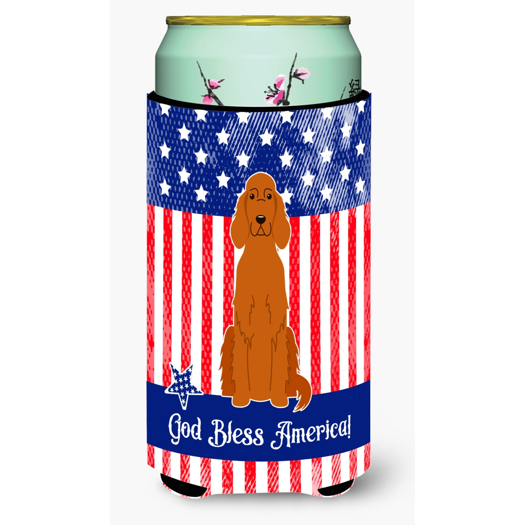 &quotCaroline's Treasures BB3059TBC Patriotic USA Irish Setter Tall Boy Hugger cold-beverage-koozies, Multicolor"