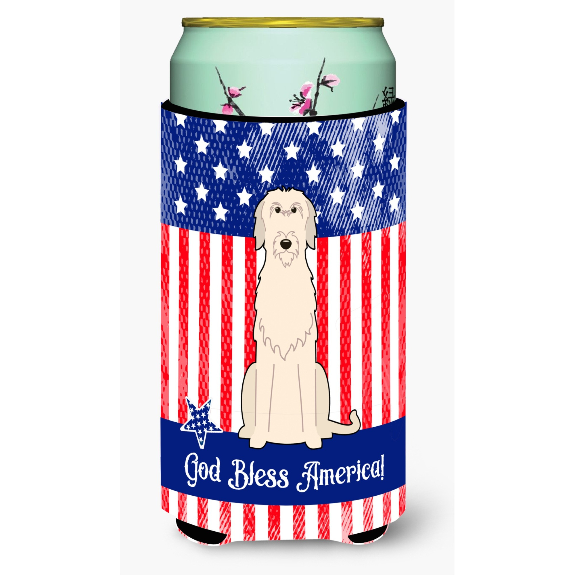 &quotCaroline's Treasures BB3060TBC Patriotic USA Irish Wolfhound Tall Boy Hugger cold-beverage-koozies, Multicolor"