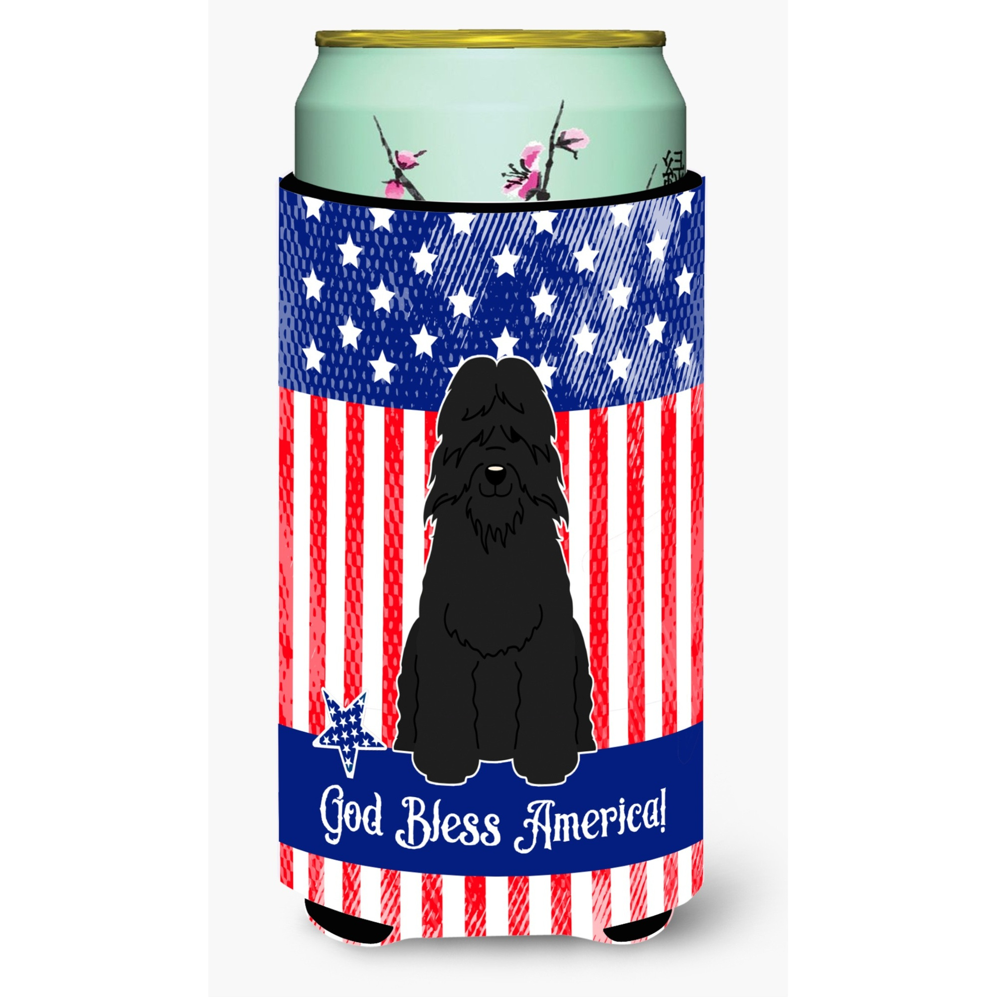 &quotCaroline's Treasures BB3069TBC Patriotic USA Bouvier des Flandres Tall Boy Hugger cold-beverage-koozies, Multicolor"