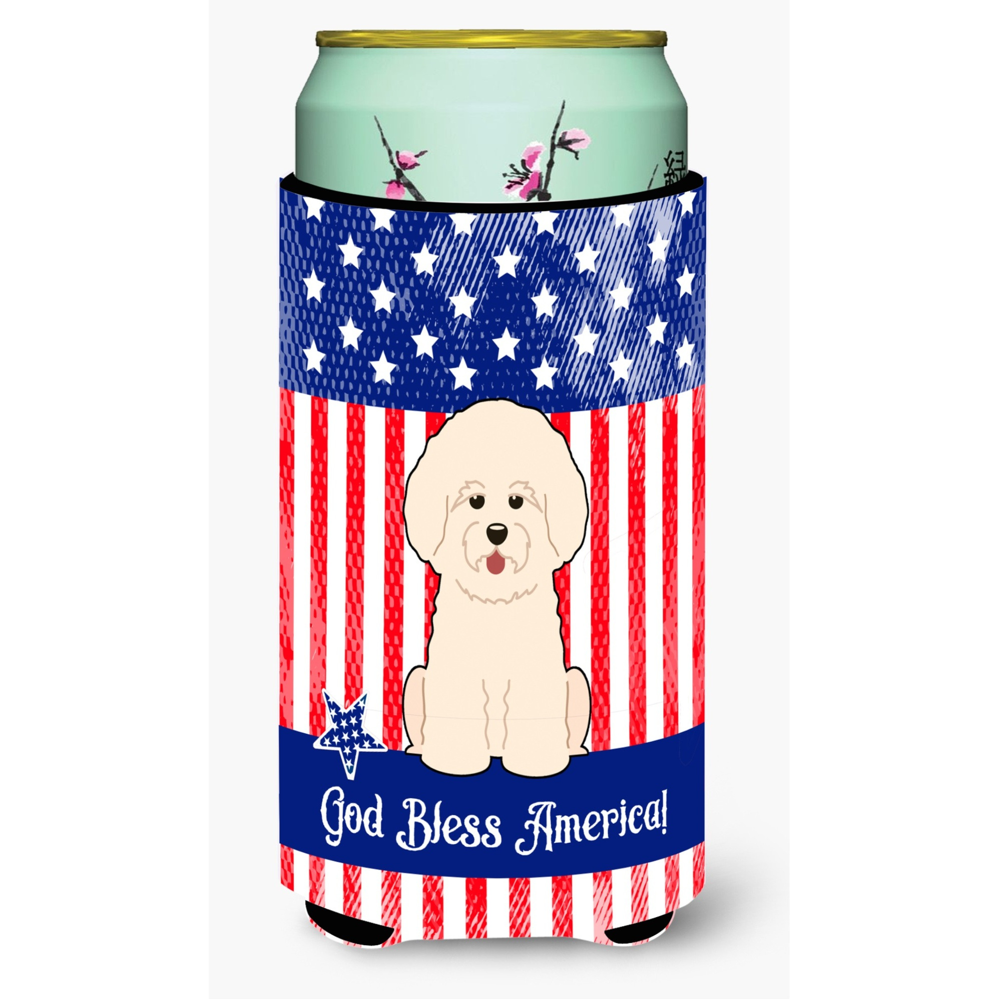 &quotCaroline's Treasures BB3070TBC Patriotic USA Bichon Frise Tall Boy Hugger cold-beverage-koozies, Multicolor"