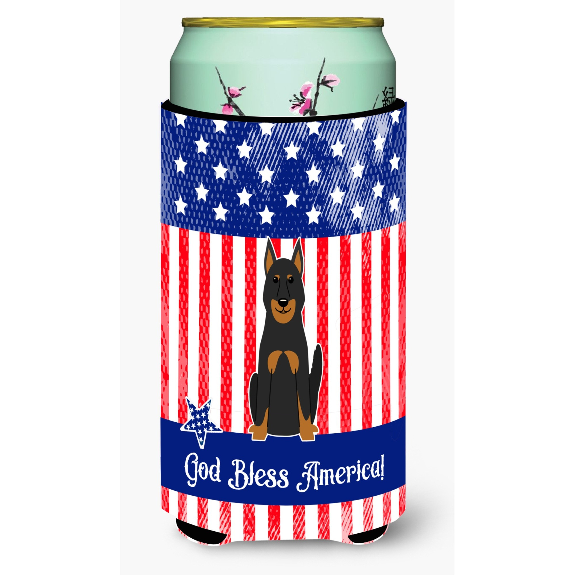 &quotCaroline's Treasures BB3075TBC Patriotic USA Beauce Shepherd Dog Tall Boy Hugger cold-beverage-koozies, Multicolor"