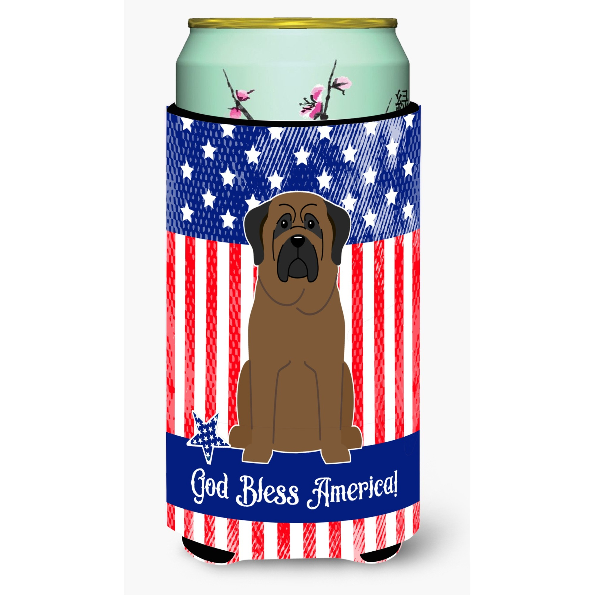 &quotCaroline's Treasures BB3079TBC Patriotic USA Bullmastiff Tall Boy Hugger cold-beverage-koozies, Multicolor"