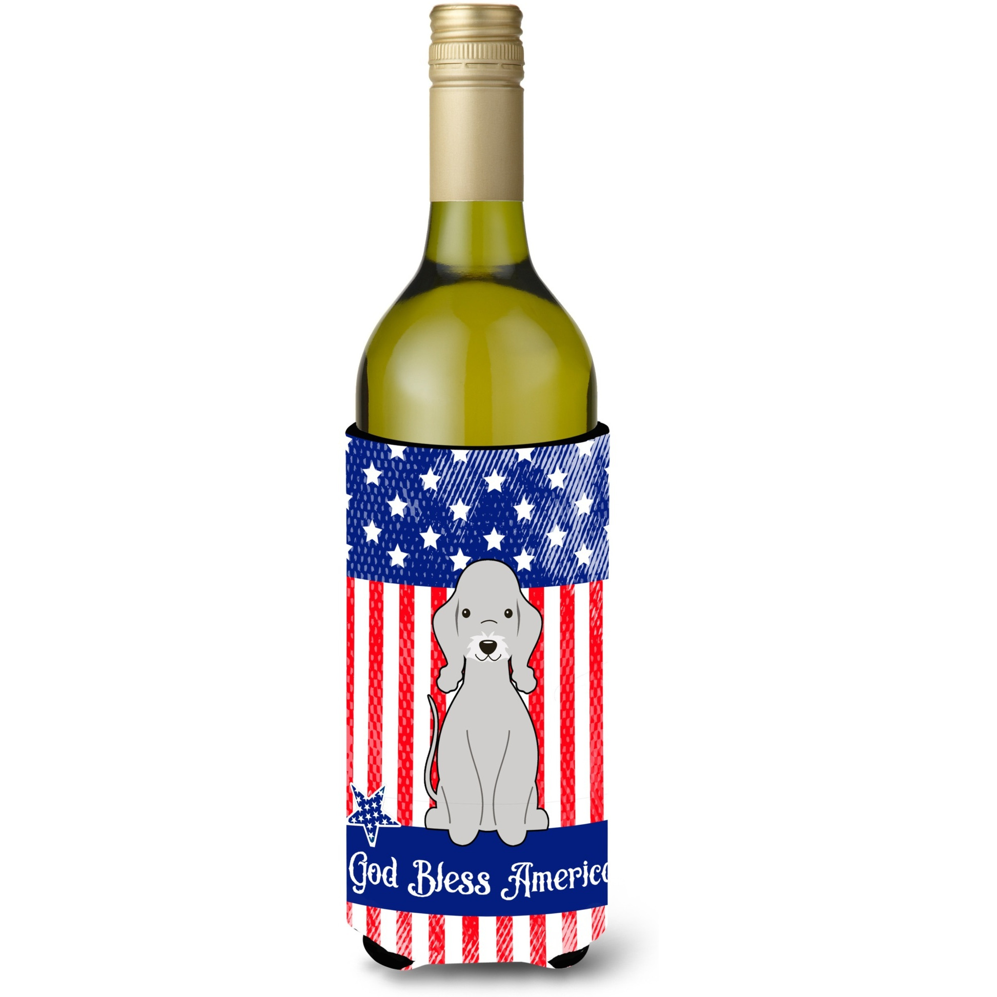 &quotCaroline's Treasures BB3085LITERK USA Bedlington Terrier Blue Wine Bottle Hugger cold-beverage-koozies, 750 ml, Multicolor"