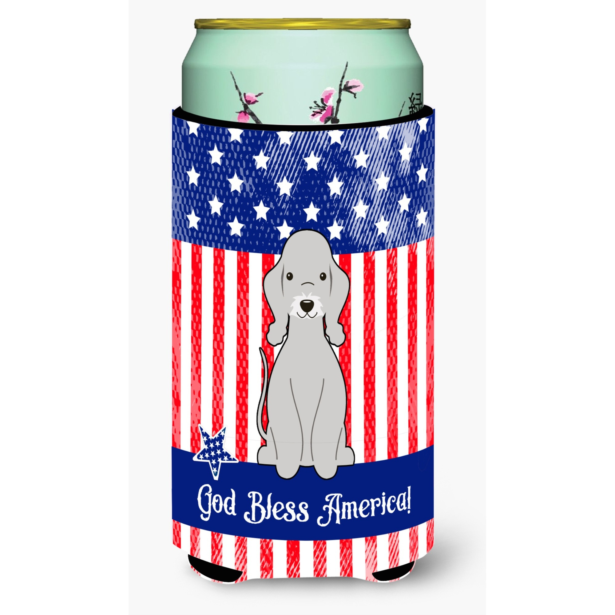 &quotCaroline's Treasures BB3085TBC Patriotic USA Bedlington Terrier Blue Tall Boy Hugger cold-beverage-koozies, Multicolor"