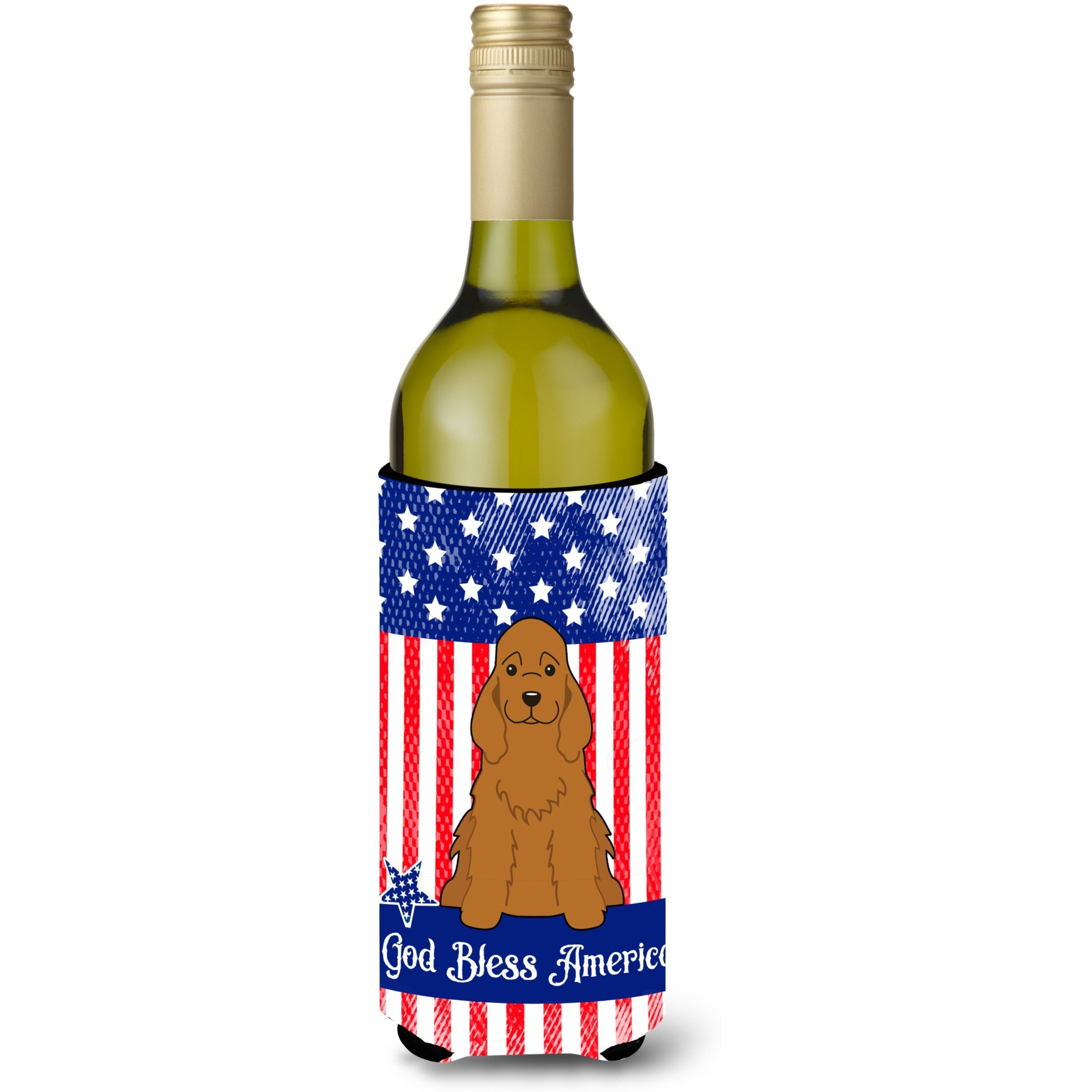 &quotCaroline's Treasures BB3090LITERK Patriotic USA Cocker Spaniel Red Wine Bottle Hugger cold-beverage-koozies, 750 ml, Multicolor"