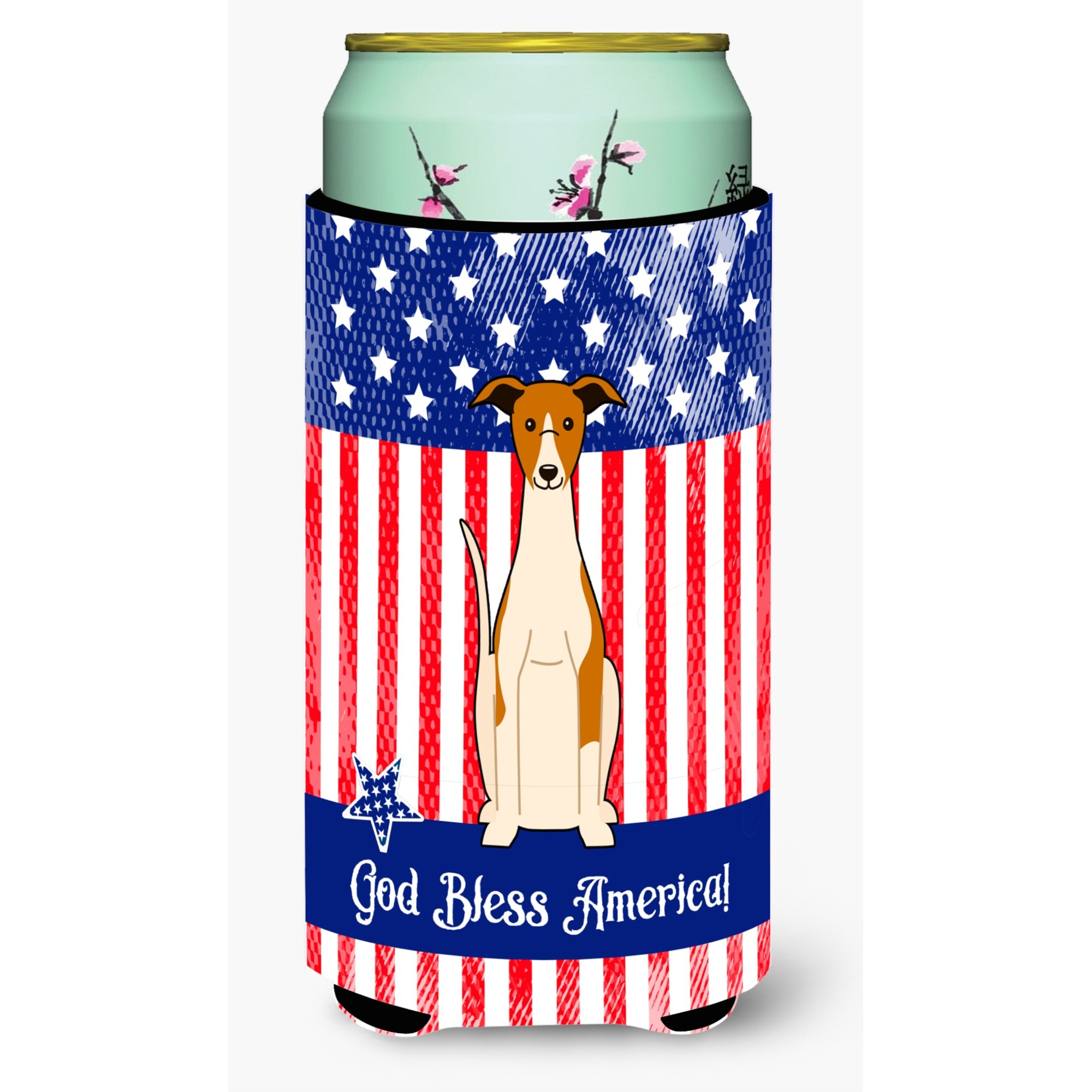 &quotCaroline's Treasures BB3094TBC Patriotic USA Whippet Tall Boy Hugger cold-beverage-koozies, Multicolor"