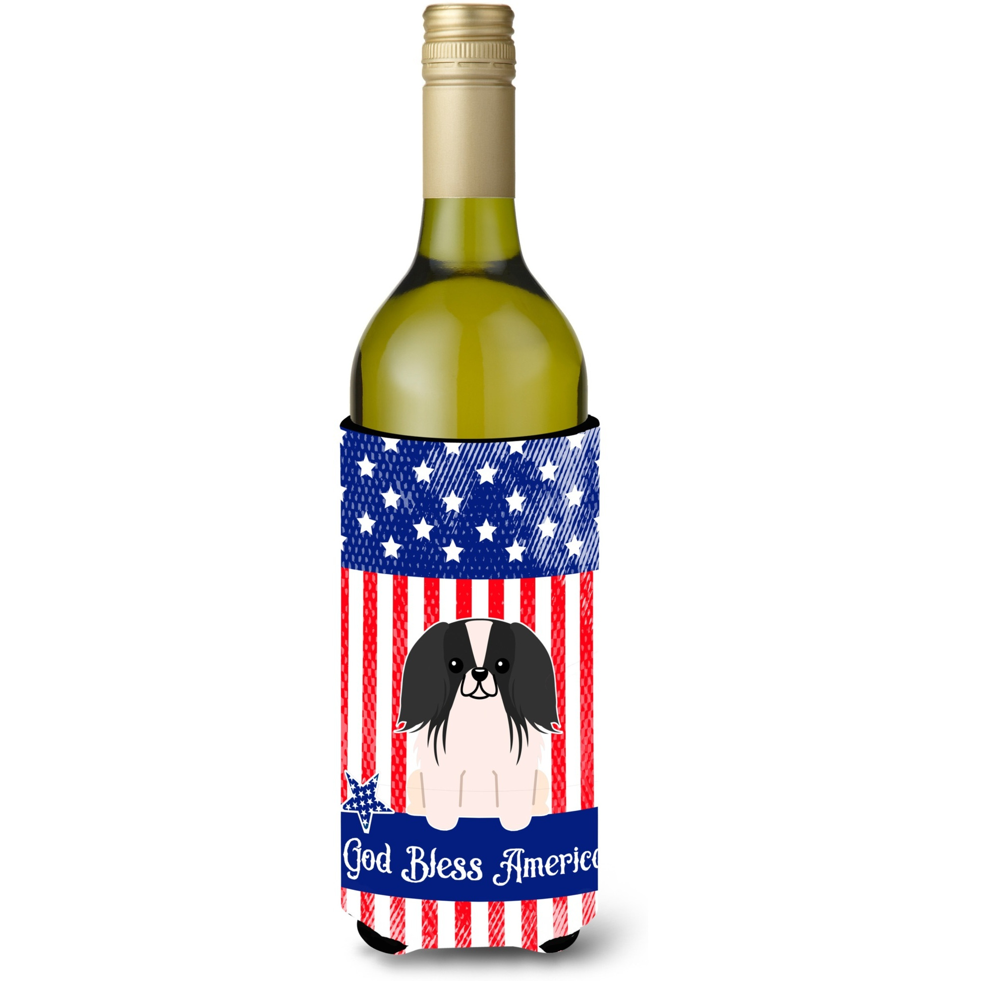 &quotCaroline's Treasures BB3100LITERK USA Pekingnese Black White Wine Bottle Hugger cold-beverage-koozies, 750 ml, Multicolor"