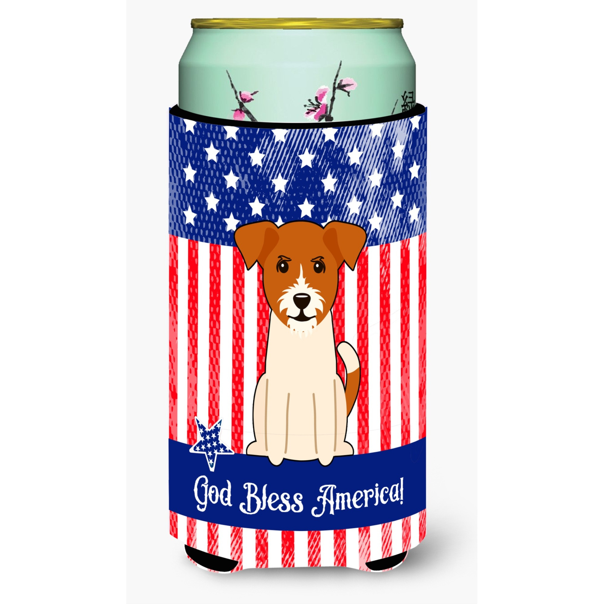 &quotCaroline's Treasures BB3103TBC Patriotic USA Jack Russell Terrier Tall Boy Hugger cold-beverage-koozies, Multicolor"
