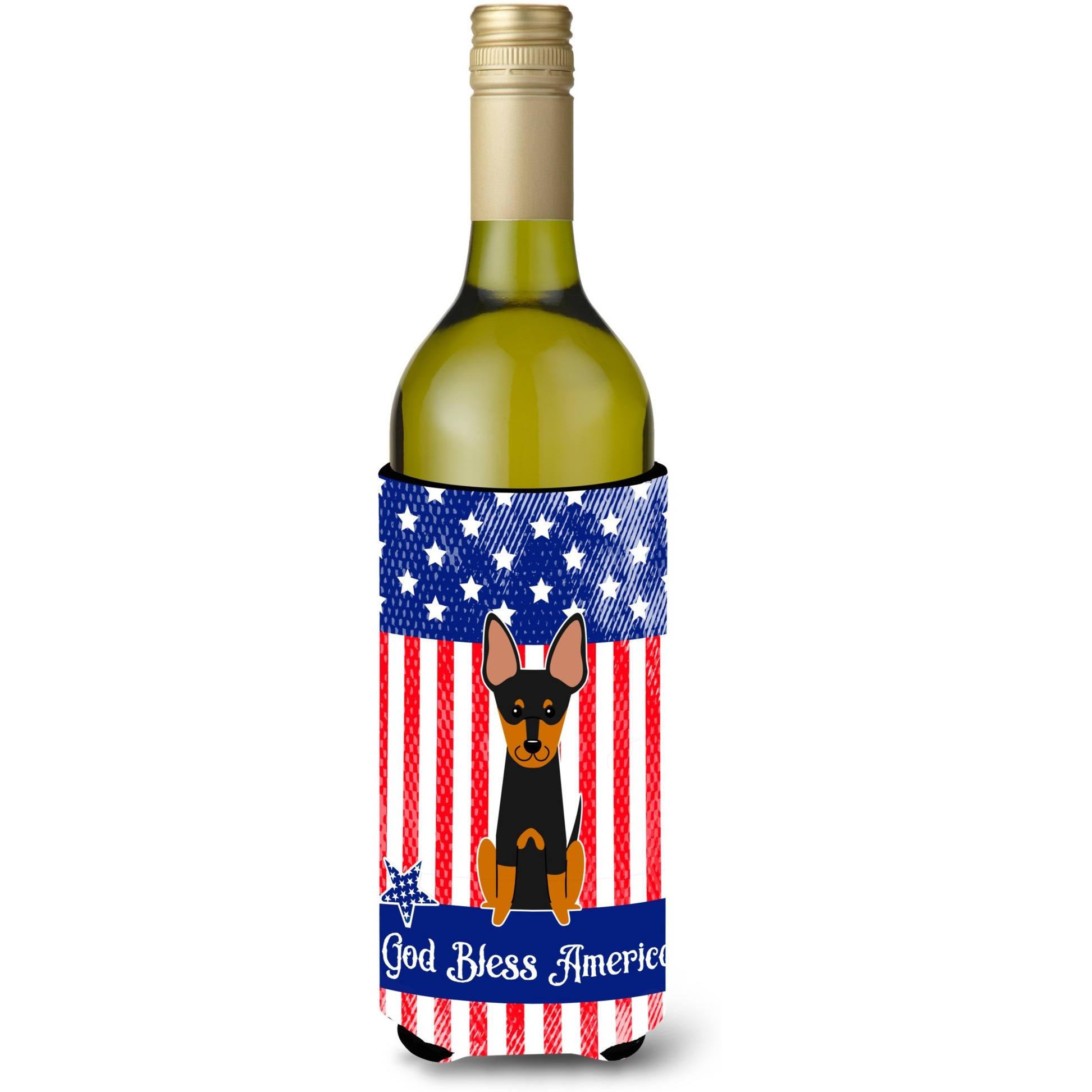 &quotCaroline's Treasures BB3104LITERK USA English Toy Terrier Wine Bottle Hugger cold-beverage-koozies, 750 ml, Multicolor"