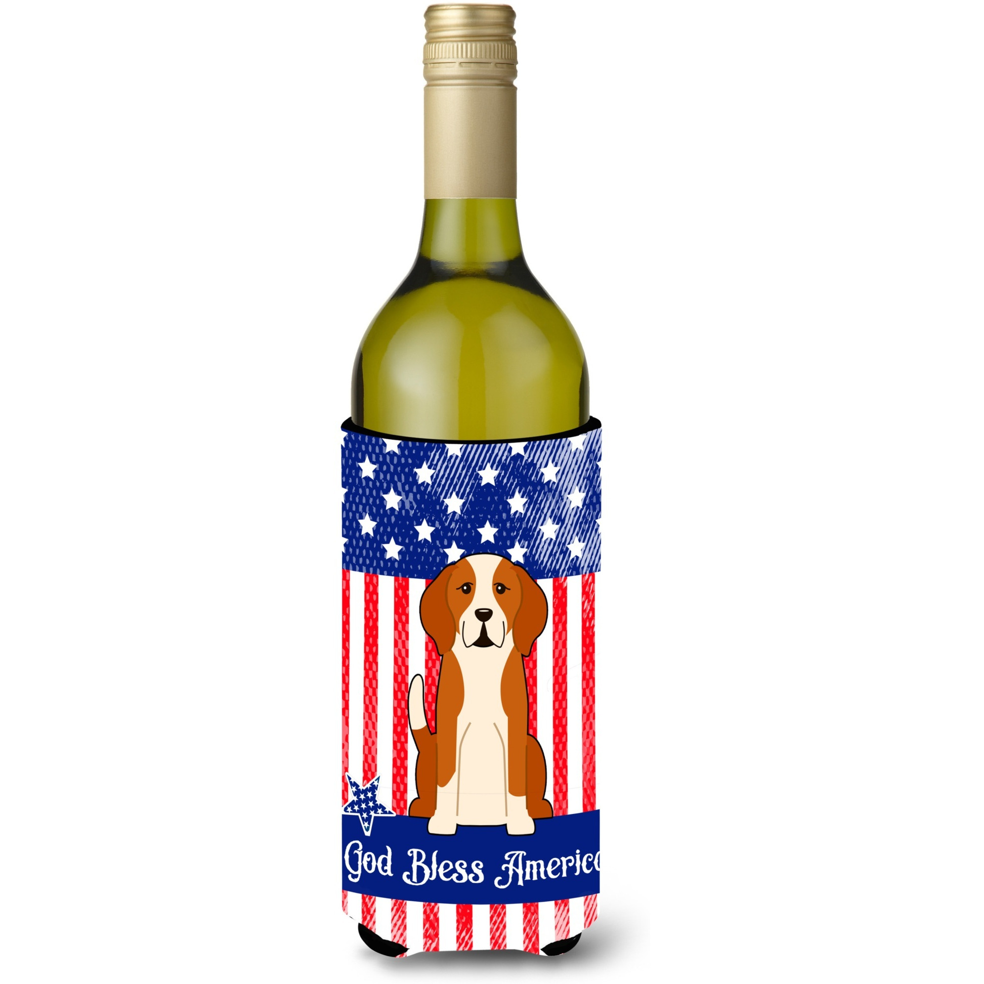 &quotCaroline's Treasures BB3105LITERK Patriotic USA English Foxhound Wine Bottle Hugger cold-beverage-koozies, 750 ml, Multicolor"