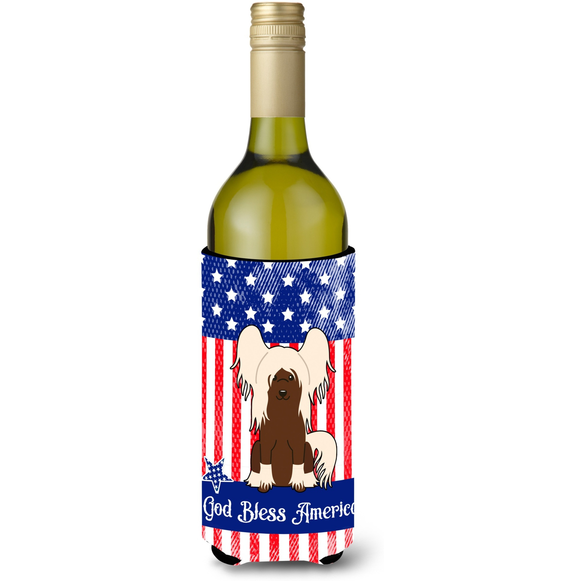 &quotCaroline's Treasures BB3108LITERK USA Chinese Crested Cream Wine Bottle Hugger cold-beverage-koozies, 750 ml, Multicolor"