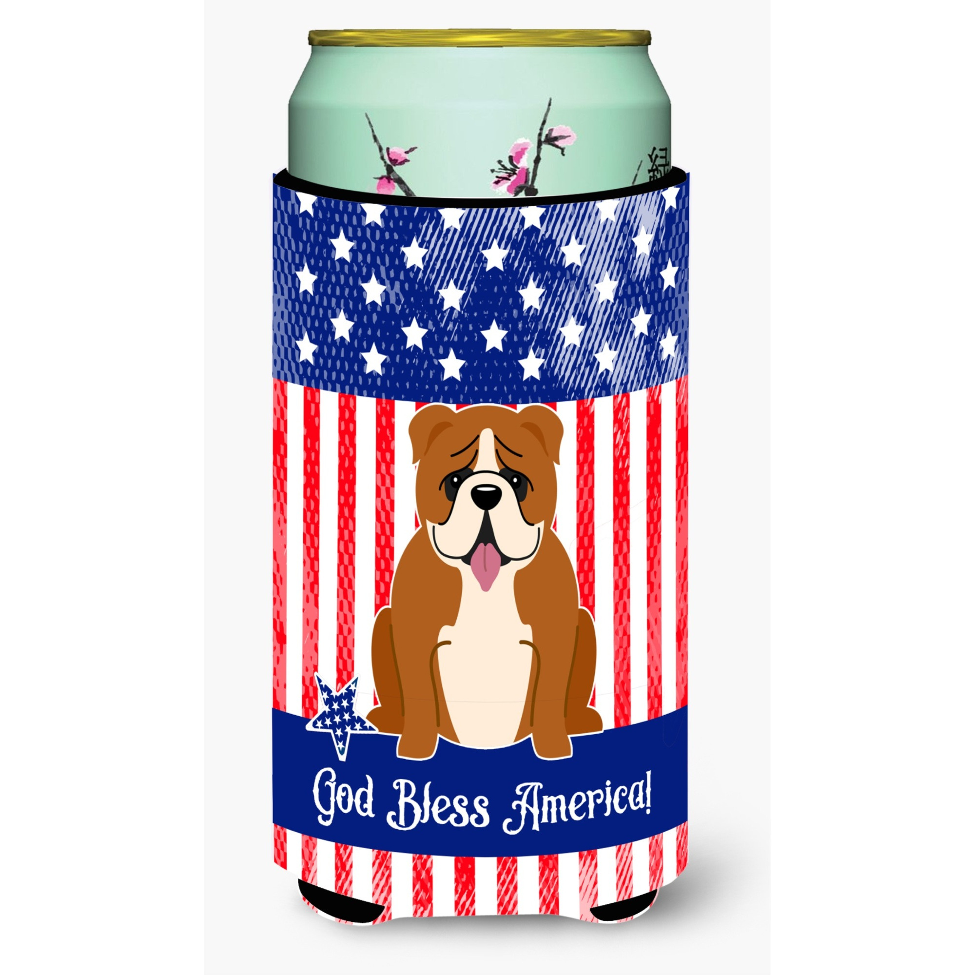 &quotCaroline's Treasures BB3115TBC USA English Bulldog Red White Tall Boy Hugger cold-beverage-koozies, Multicolor"
