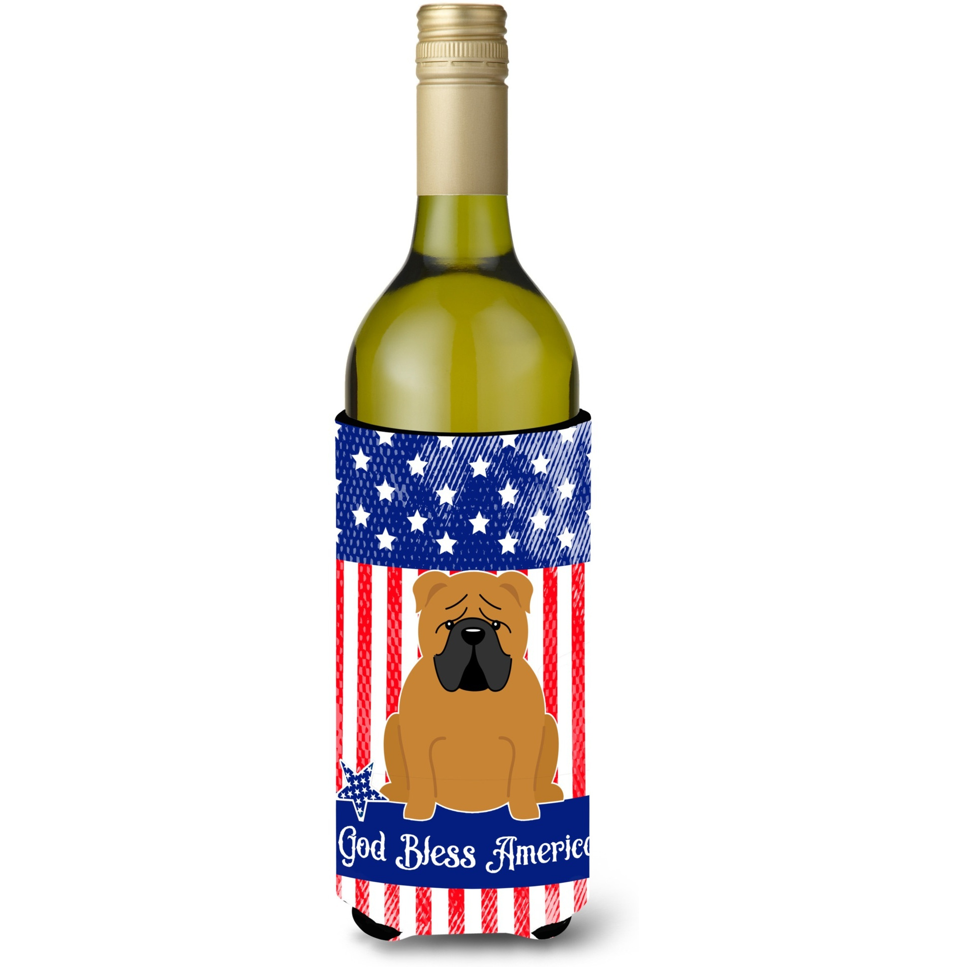 &quotCaroline's Treasures BB3117LITERK USA English Bulldog Red Wine Bottle Hugger cold-beverage-koozies, 750 ml, Multicolor"