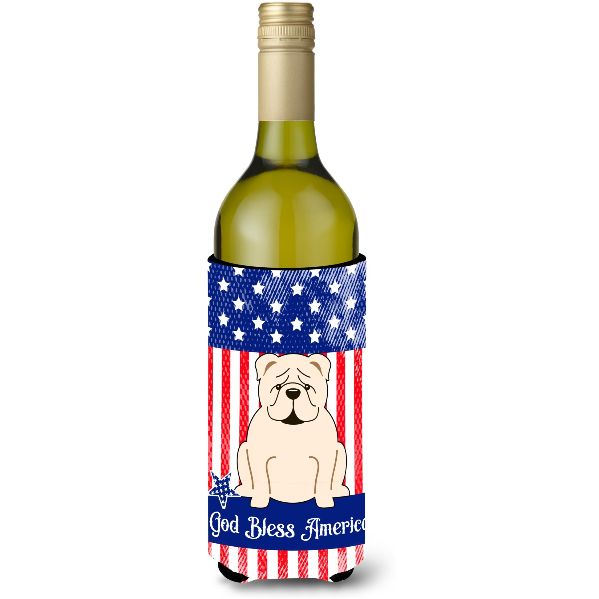 &quotCaroline's Treasures BB3118LITERK USA English Bulldog White Wine Bottle Hugger cold-beverage-koozies, 750 ml, Multicolor"