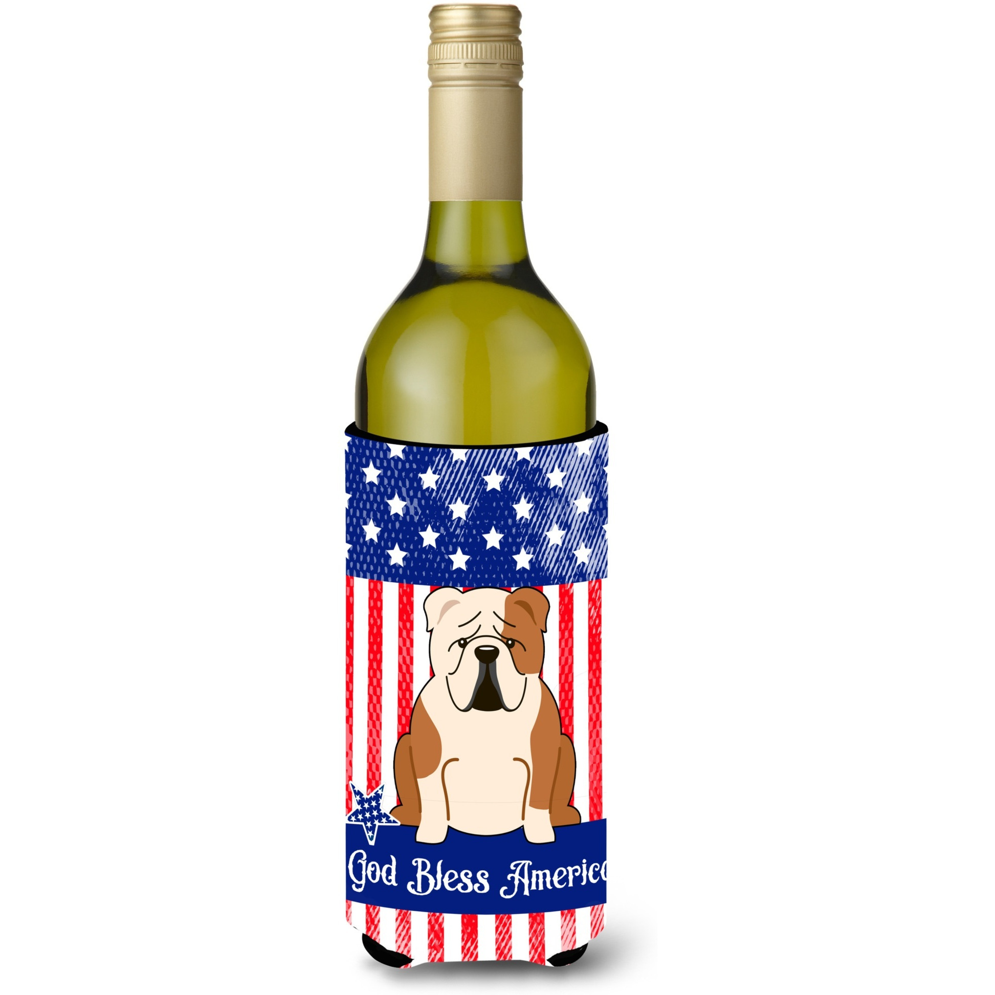 &quotCaroline's Treasures BB3120LITERK USA English Bulldog Fawn White Wine Bottle Hugger cold-beverage-koozies, 750 ml, Multicolor"
