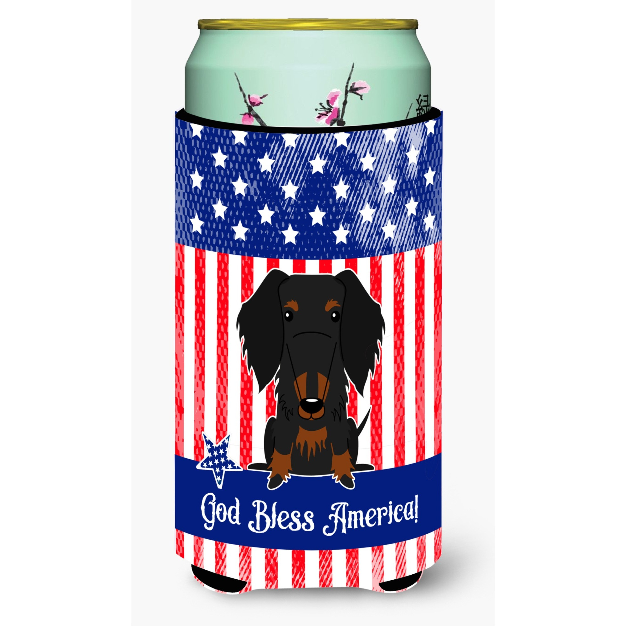 &quotCaroline's Treasures BB3122TBC USA Wire Haired Dachshund Black Tan Tall Boy Hugger cold-beverage-koozies, Multicolor"