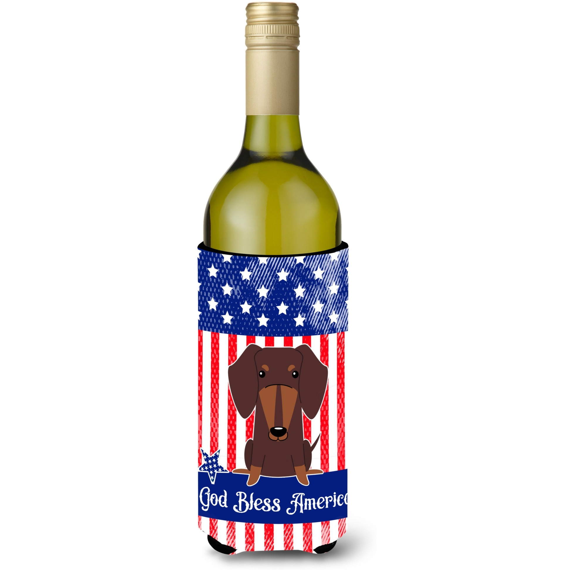&quotCaroline's Treasures BB3126LITERK USA Dachshund Chocolate Wine Bottle Hugger cold-beverage-koozies, 750 ml, Multicolor"