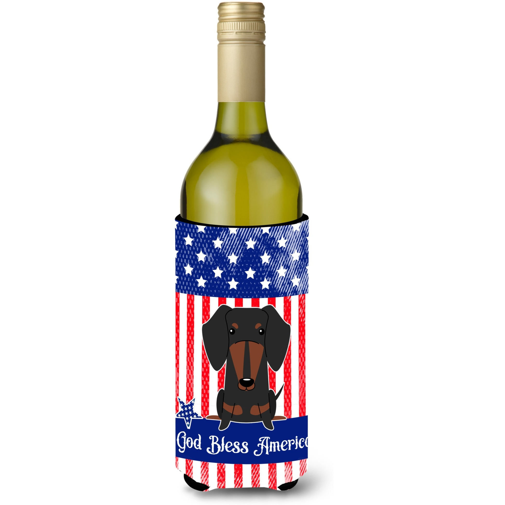 &quotCaroline's Treasures BB3127LITERK USA Dachshund Black Tan Wine Bottle Hugger cold-beverage-koozies, 750 ml, Multicolor"