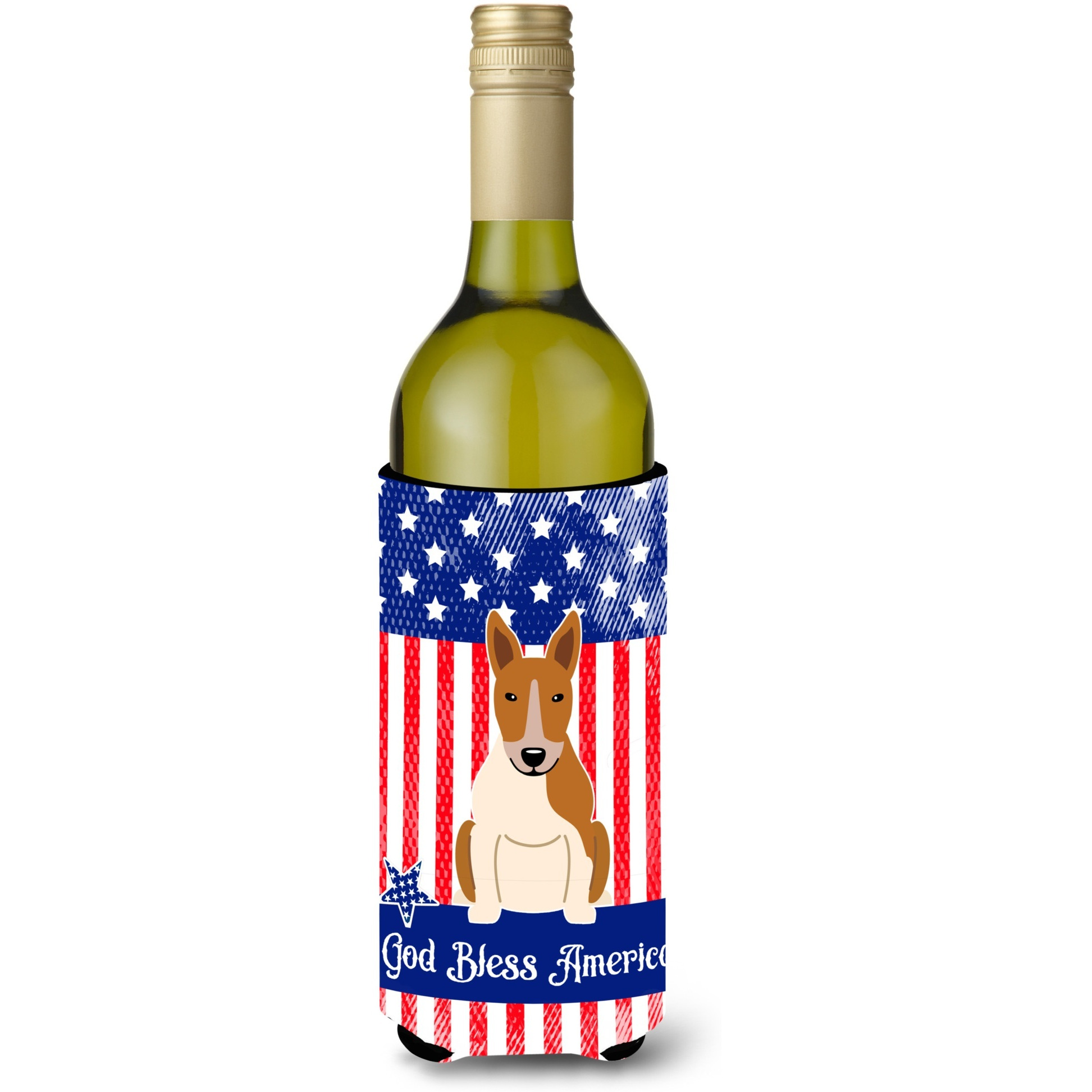 &quotCaroline's Treasures BB3130LITERK USA Bull Terrier Red White Wine Bottle Hugger cold-beverage-koozies, 750 ml, Multicolor"
