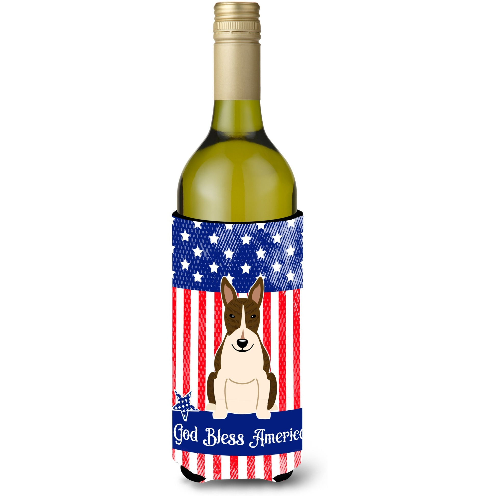 &quotCaroline's Treasures BB3131LITERK USA Bull Terrier Dark Brindle Wine Bottle Hugger cold-beverage-koozies, 750 ml, Multicolor"
