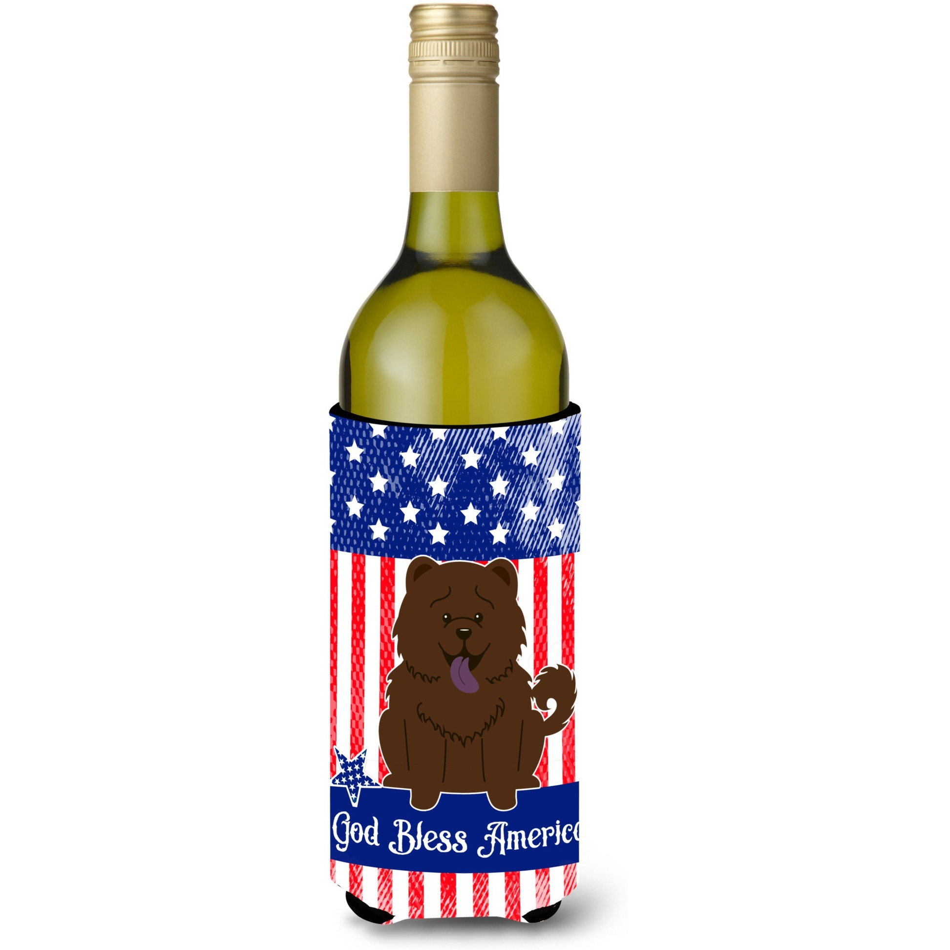 &quotCaroline's Treasures BB3136LITERK USA Chow Chocolate Wine Bottle Hugger cold-beverage-koozies, 750 ml, Multicolor"