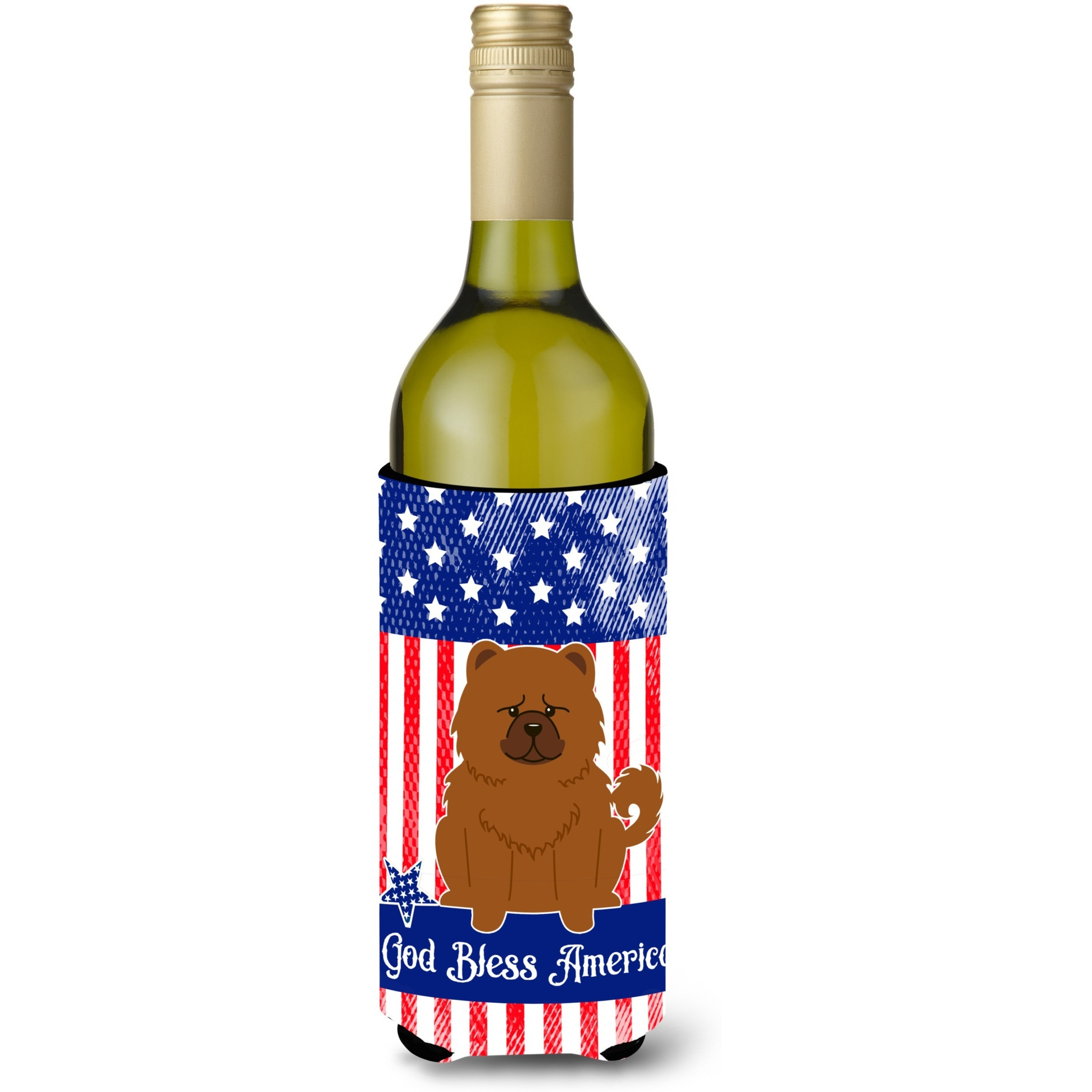 &quotCaroline's Treasures BB3137LITERK Patriotic USA Chow Red Wine Bottle Hugger cold-beverage-koozies, 750 ml, Multicolor"