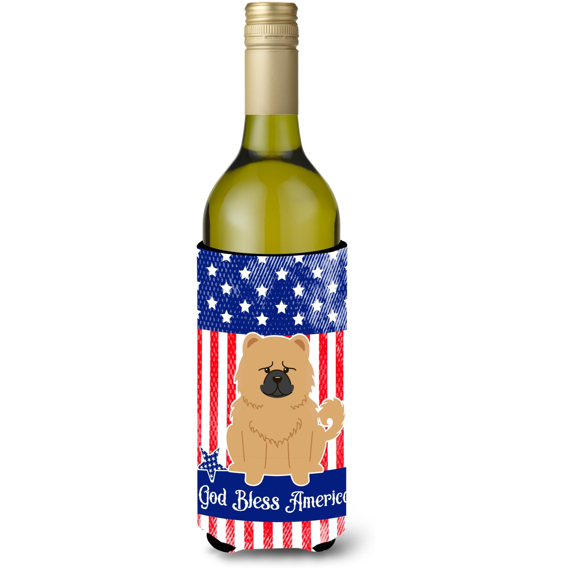 &quotCaroline's Treasures BB3139LITERK Patriotic USA Chow Cream Wine Bottle Hugger cold-beverage-koozies, 750 ml, Multicolor"