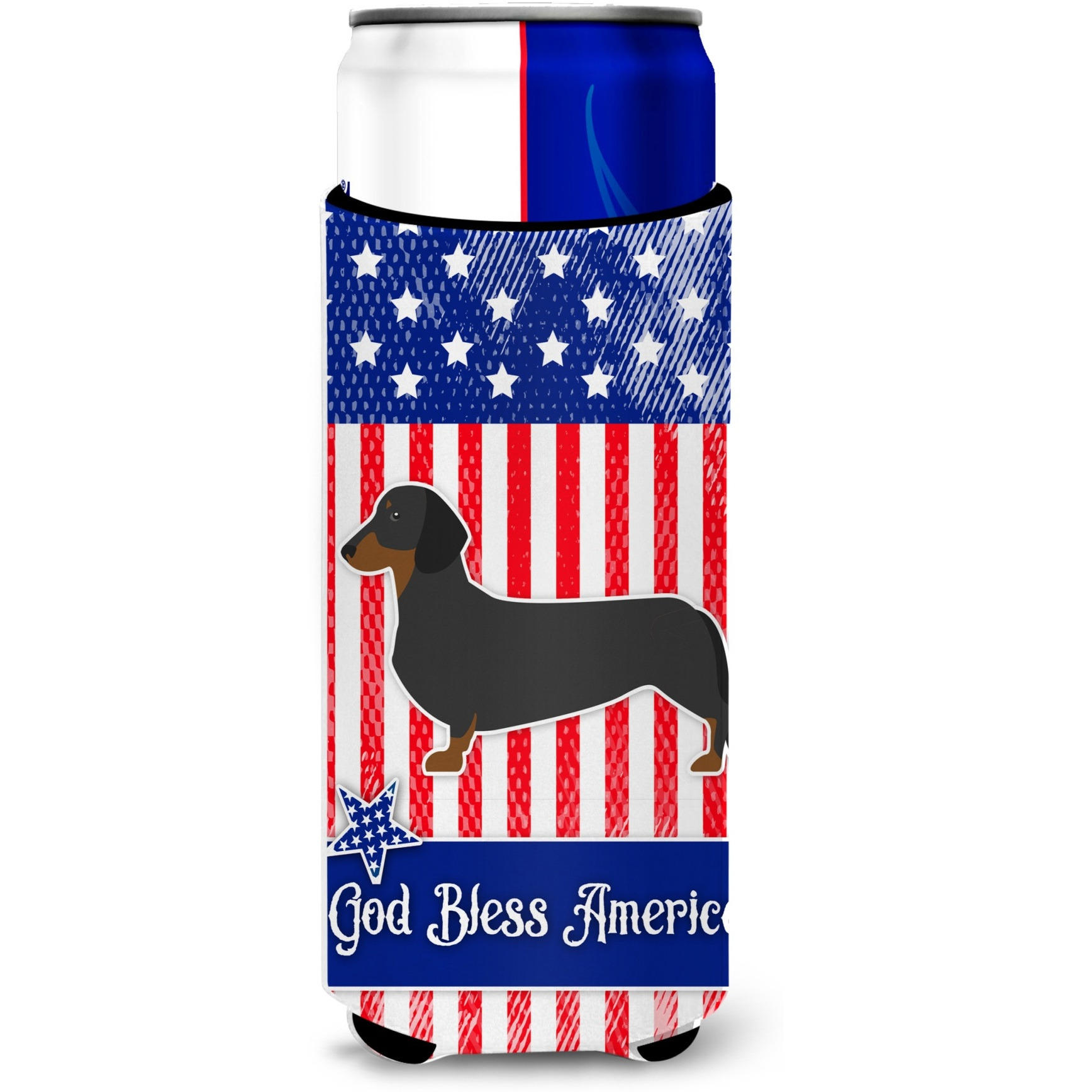 &quotCaroline's Treasures USA Patriotic Dachshund Michelob Ultra Hugger For Slim Cans, Slim Can, Multicolor"