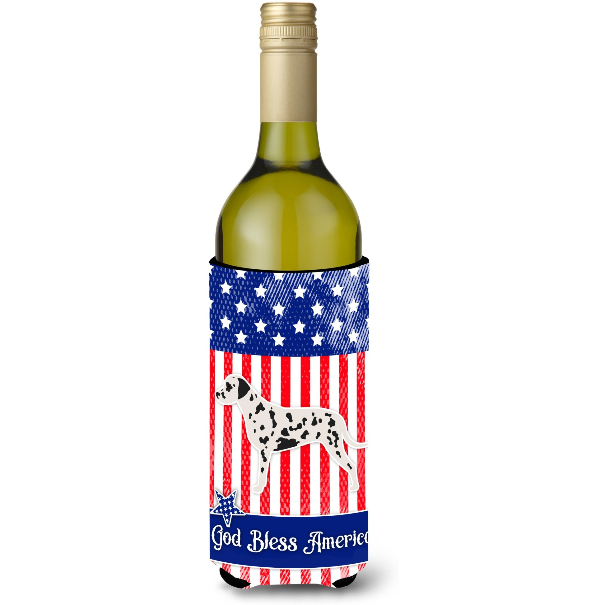 &quotCaroline's Treasures USA Patriotic Dalmatian Wine Bottle Beverage Insulator Hugger, 750 ml, Multicolor"