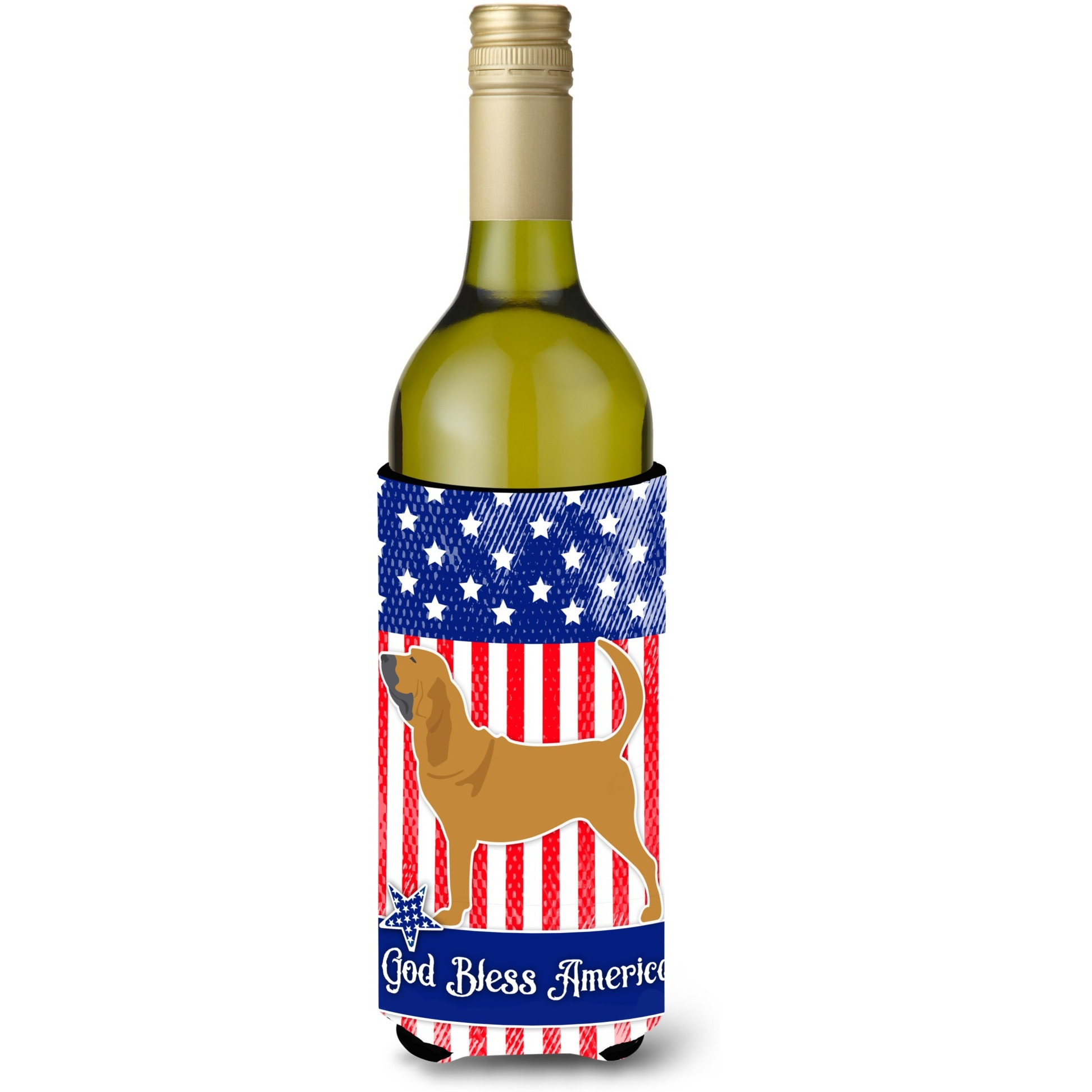 &quotCaroline's Treasures USA Patriotic Bloodhound Wine Bottle Beverage Insulator Hugger, 750 ml, Multicolor"