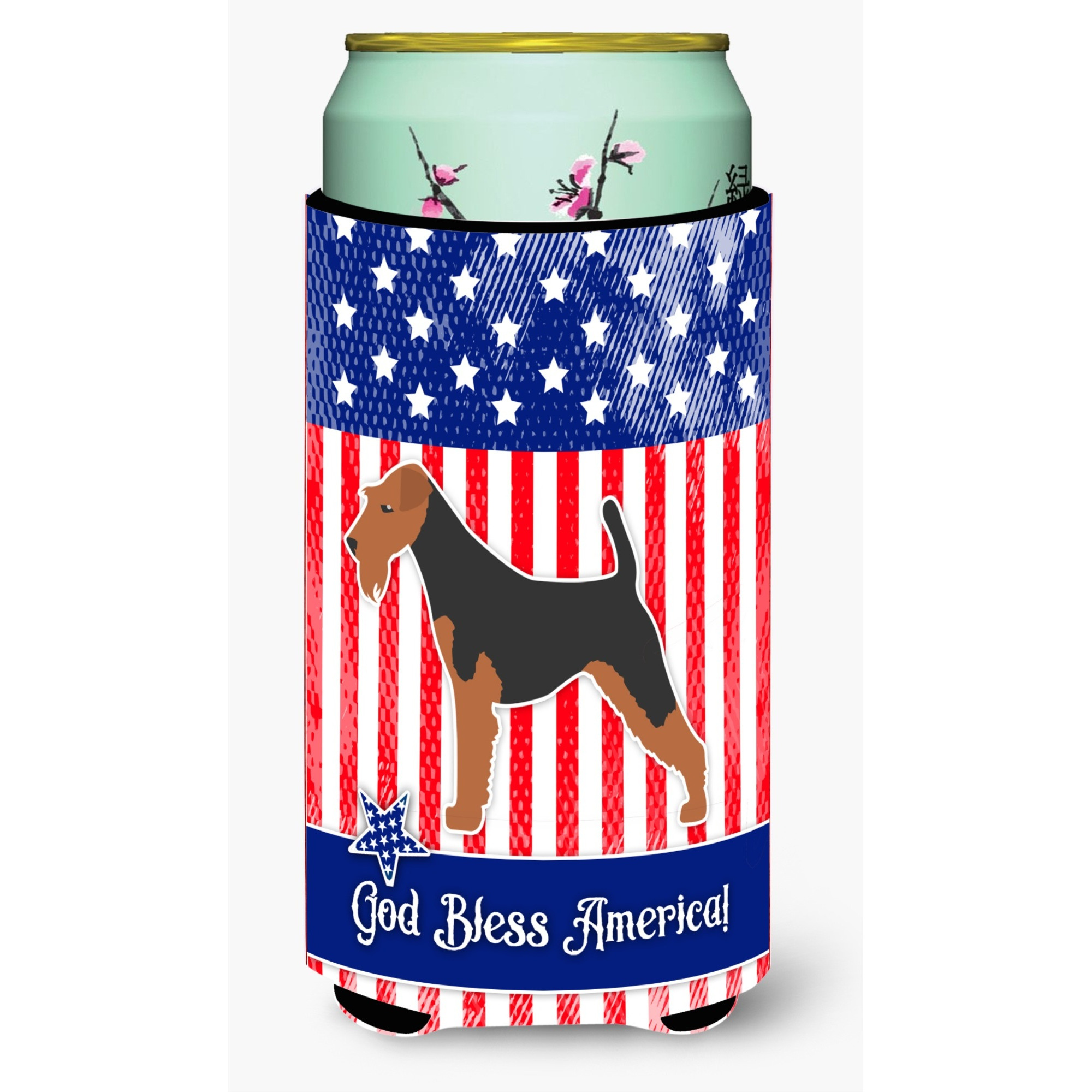&quotCaroline's Treasures USA Patriotic Welsh Terrier Tall Boy Beverage Insulator Hugger, Multicolor"