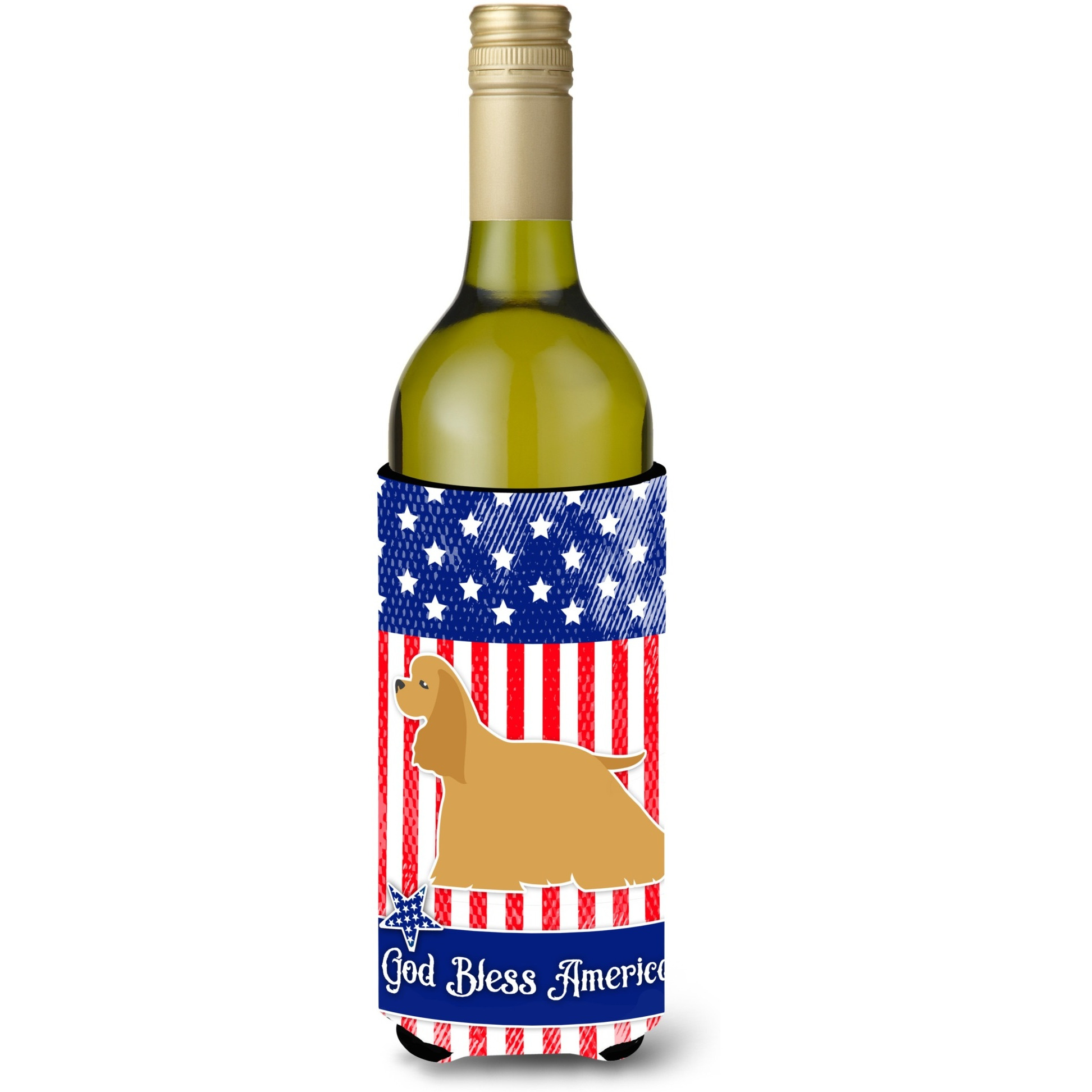 &quotCaroline's Treasures USA Patriotic Cocker Spaniel Wine Bottle Beverage Insulator Hugger, 750 ml, Multicolor"