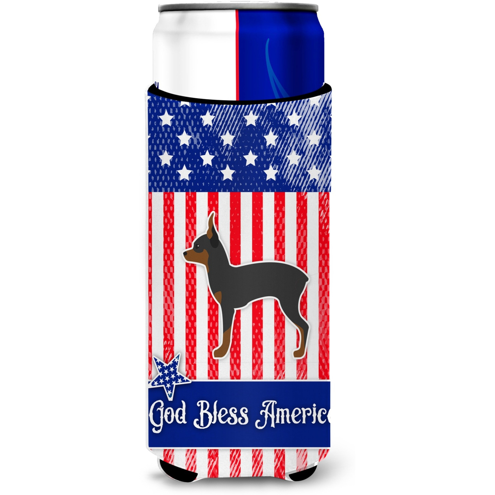 &quotCaroline's Treasures USA Patriotic Toy Fox Terrier Michelob Ultra Hugger For Slim Cans, Slim Can, Multicolor"