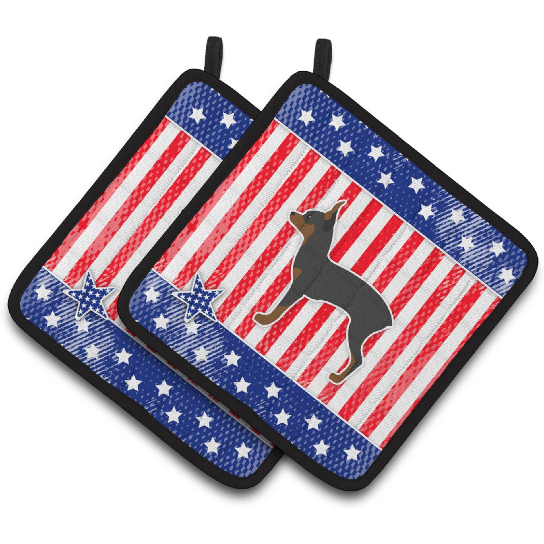&quotCaroline's Treasures USA Patriotic Toy Fox Terrier Pair of Pot Holders BB3287PTHD, 7.5HX7.5W, Multicolor"