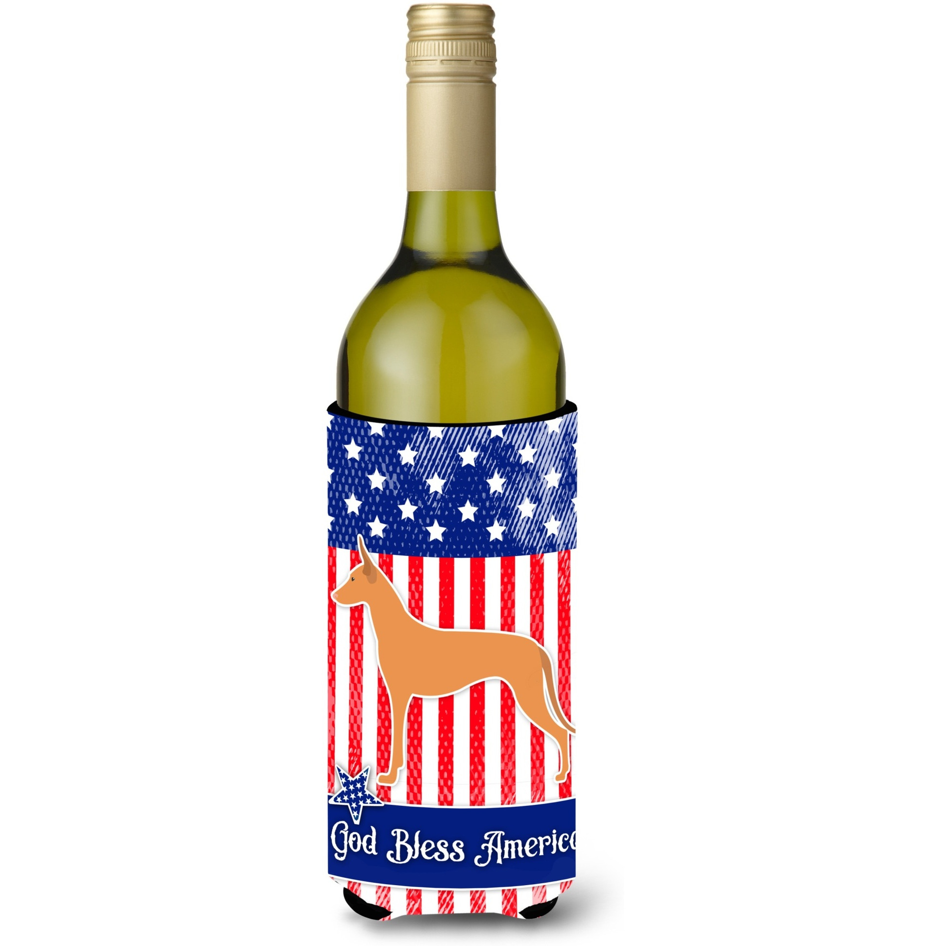 &quotCaroline's Treasures USA Patriotic Pharaoh Hound Wine Bottle Beverage Insulator Hugger, 750 ml, Multicolor"