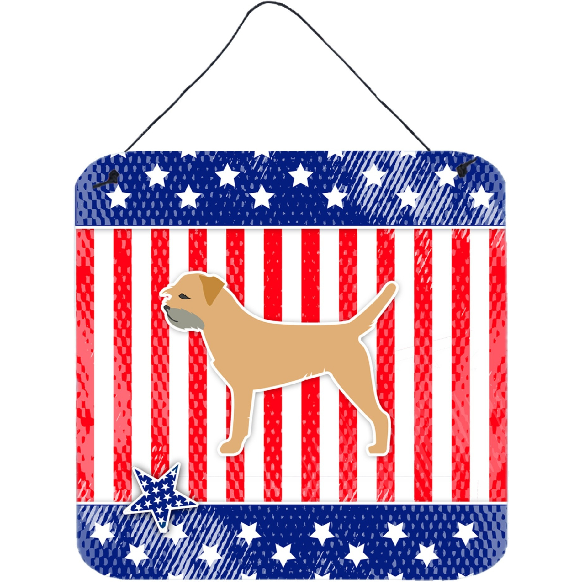 &quotCaroline's Treasures USA Patriotic Border Terrier Wall or Door Hanging Prints BB3289DS66, 6"" x 6"", Multicolor"