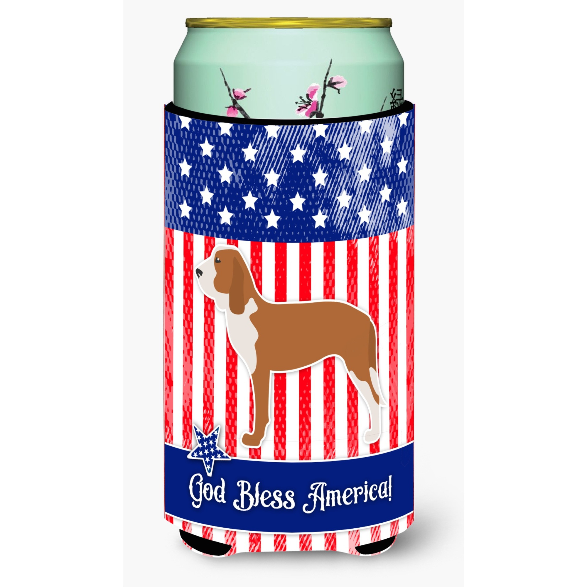&quotCaroline's Treasures USA Patriotic Spanish Hound Tall Boy Beverage Insulator Hugger, Multicolor"