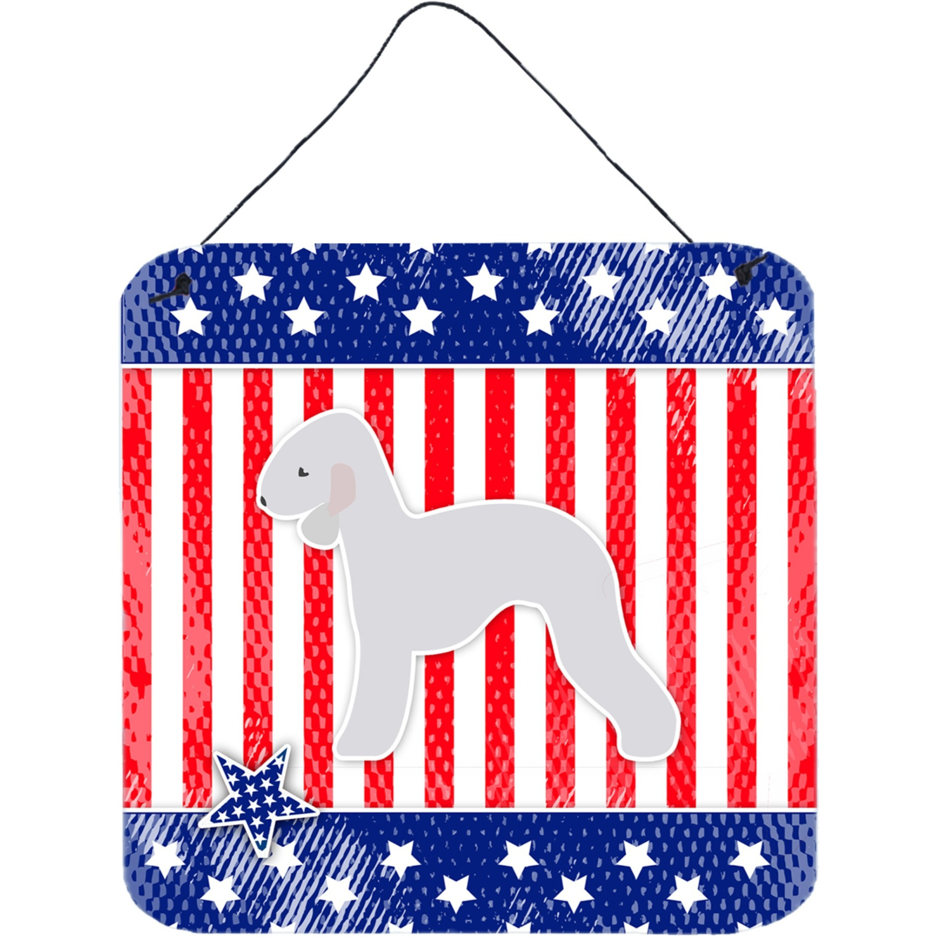 &quotCaroline's Treasures USA Patriotic Bedlington Terrier Wall or Door Hanging Prints BB3294DS66, 6"" x 6"", Multicolor"