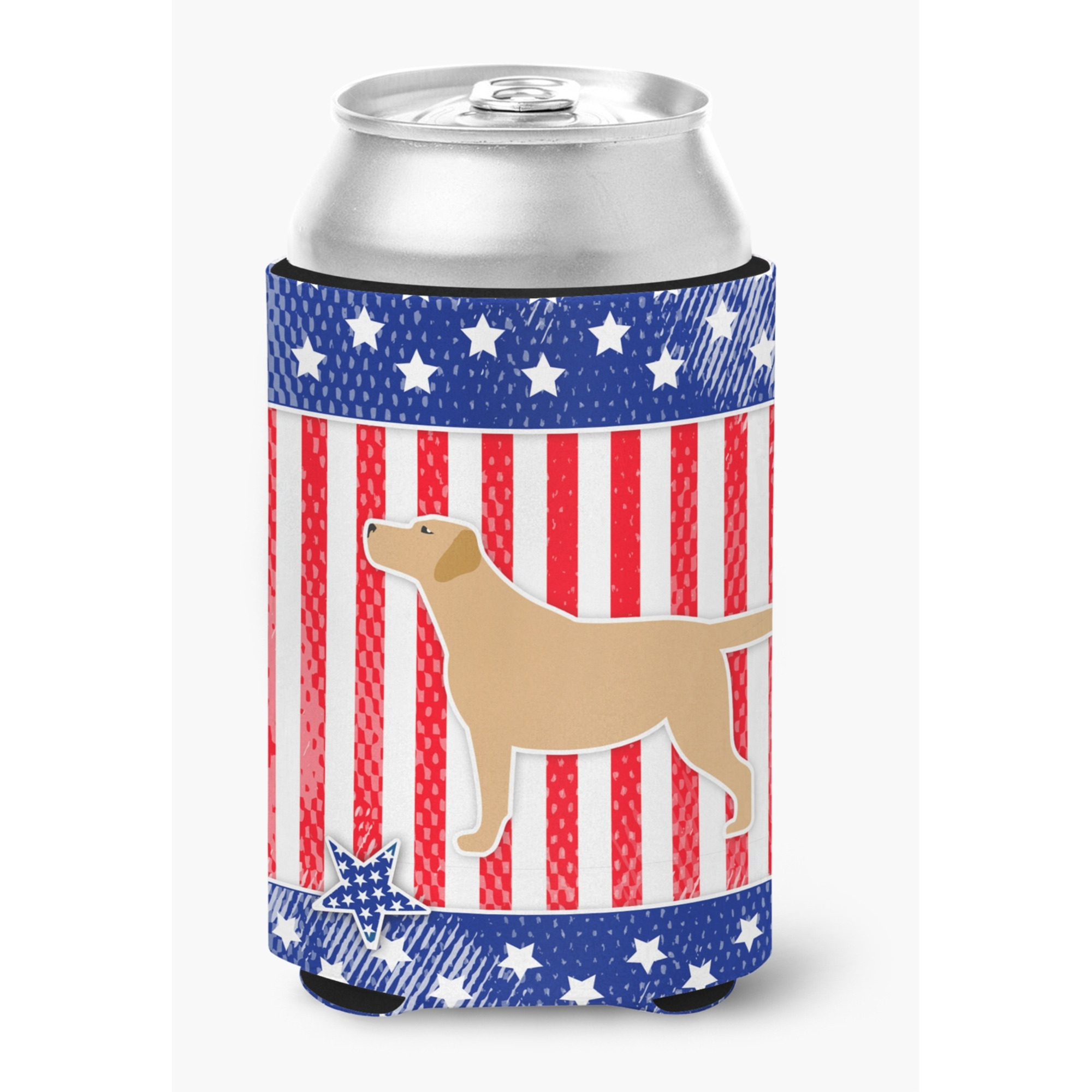 &quotCaroline's Treasures USA Patriotic Yellow Labrador Retriever Can or Bottle Hugger BB3297CC, Can Hugger, Multicolor"