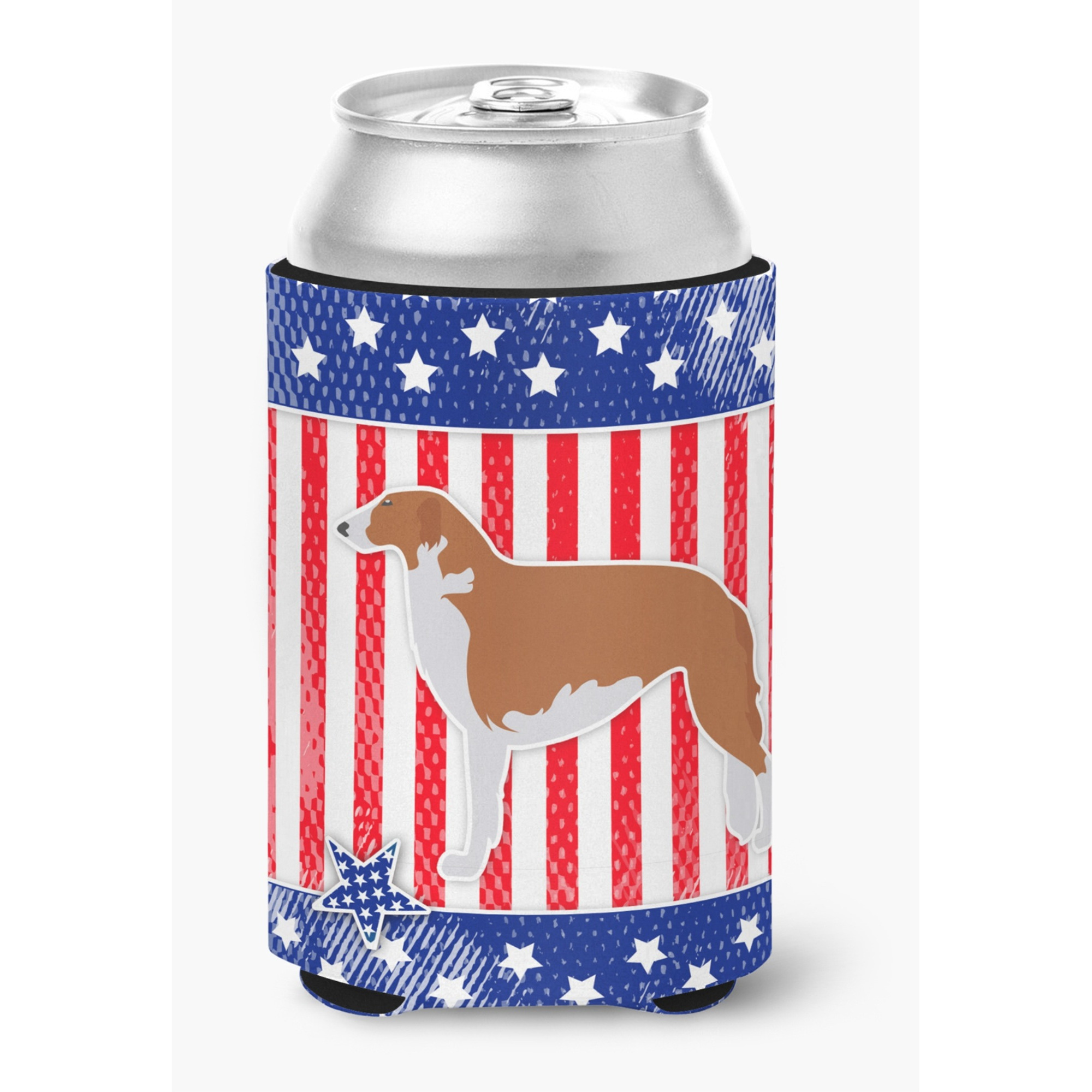 &quotCaroline's Treasures USA Patriotic Borzoi Russian Greyhound Can or Bottle Hugger BB3299CC, Can Hugger, Multicolor"