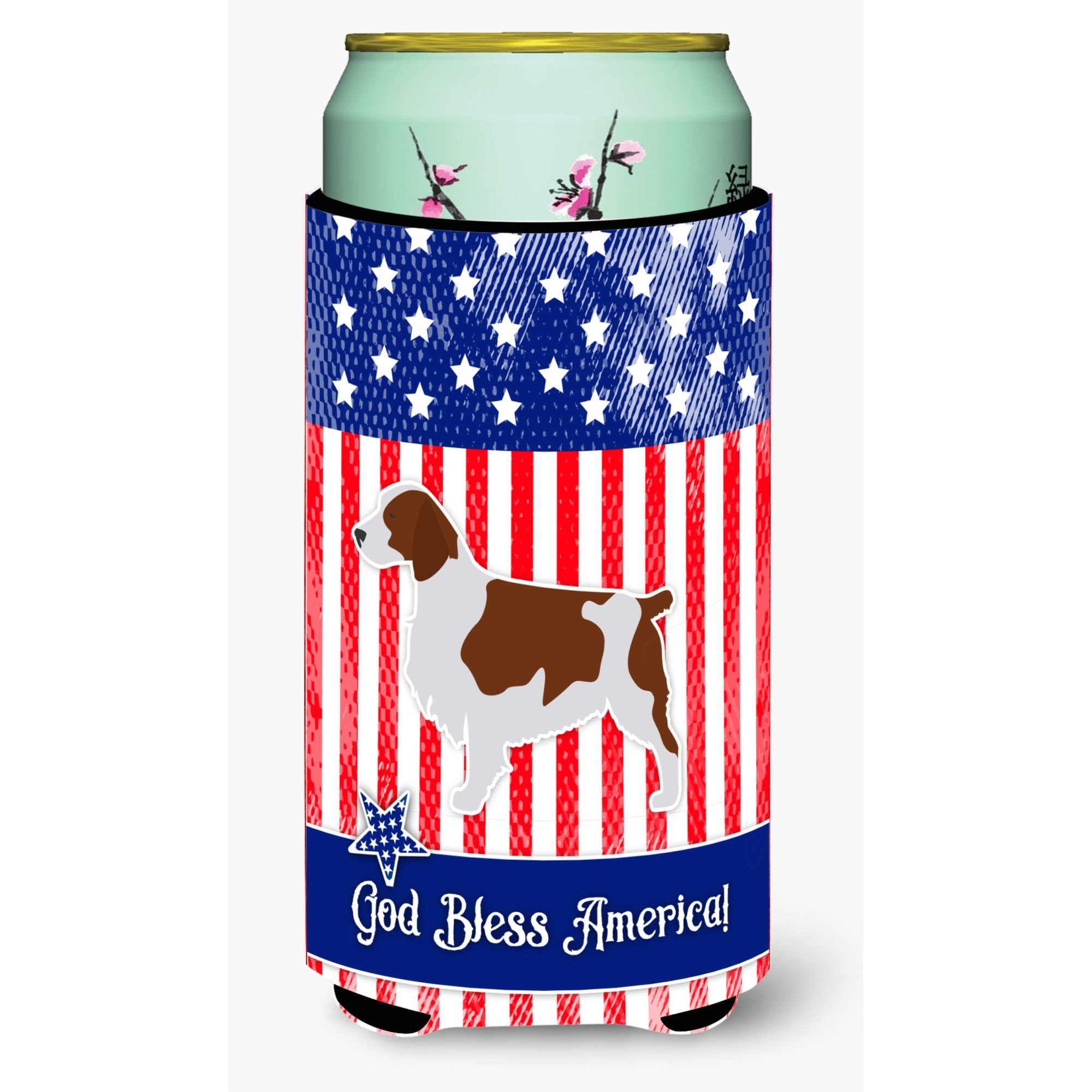 &quotCaroline's Treasures USA Patriotic Welsh Springer Spaniel Tall Boy Beverage Insulator Hugger, Multicolor"