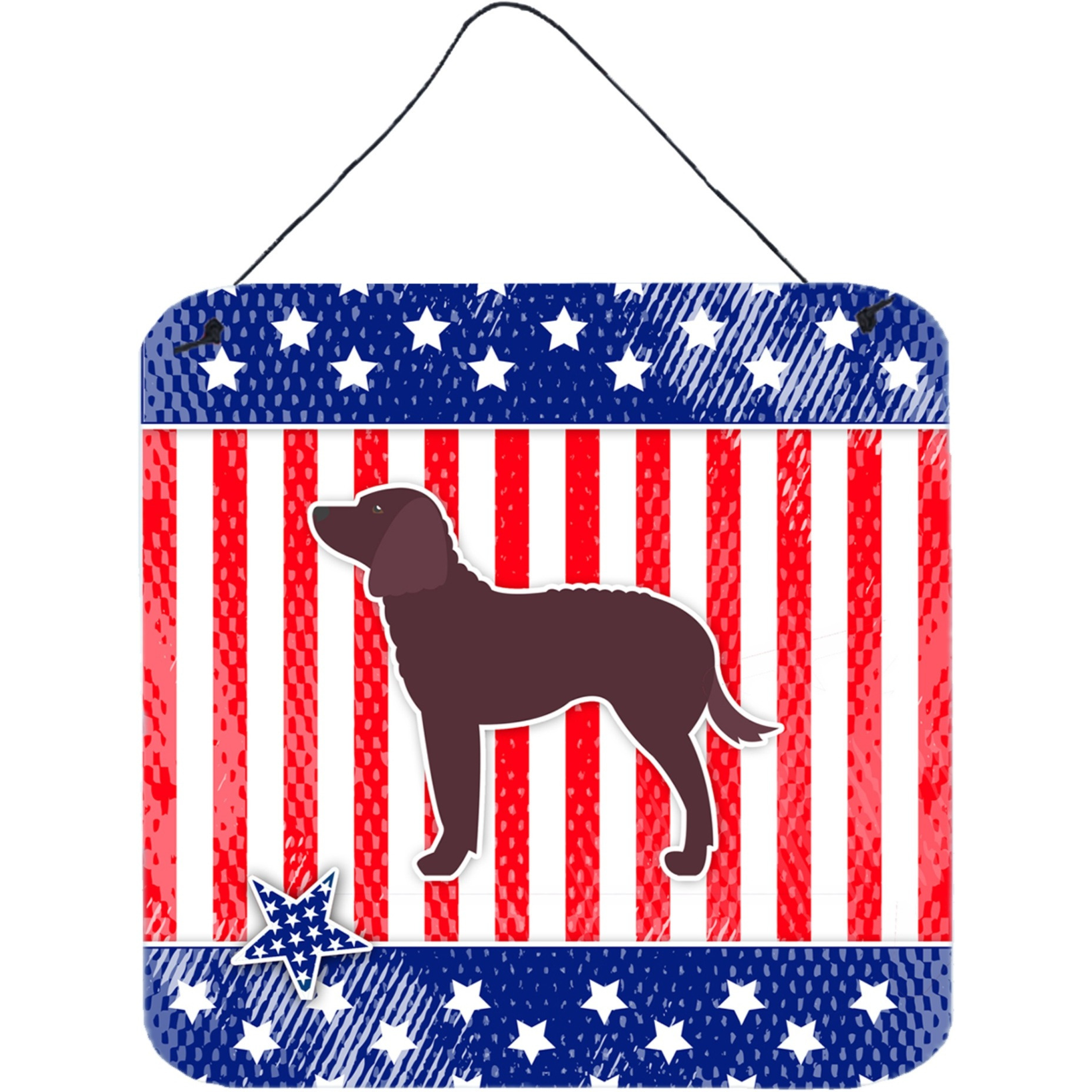 &quotCaroline's Treasures AUSA Patriotic merican Water Spaniel Wall or Door Hanging Prints BB3301DS66, 6"" x 6"", Multicolor"