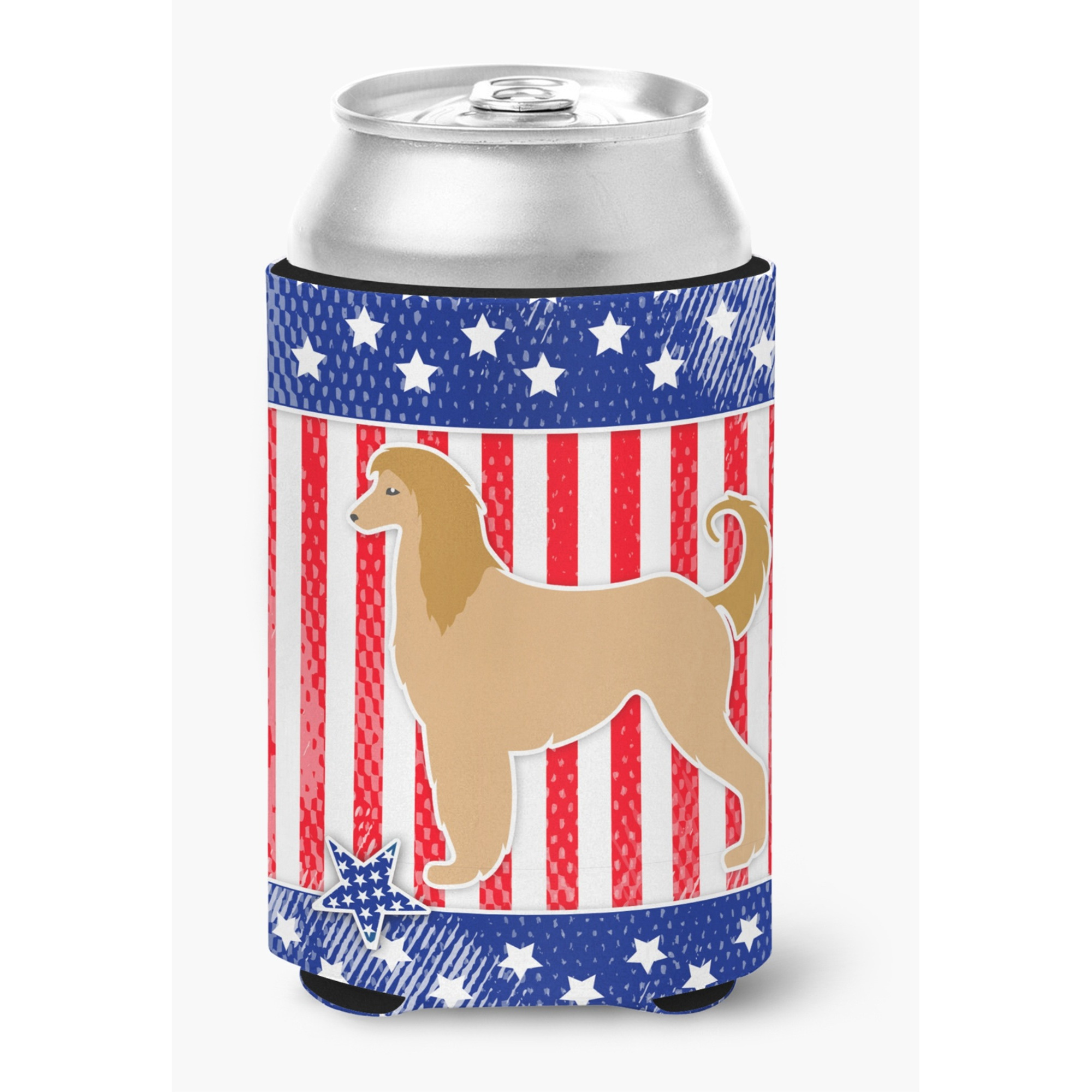 &quotCaroline's Treasures USA Patriotic Afghan Hound Can or Bottle Hugger BB3306CC, Can Hugger, Multicolor"