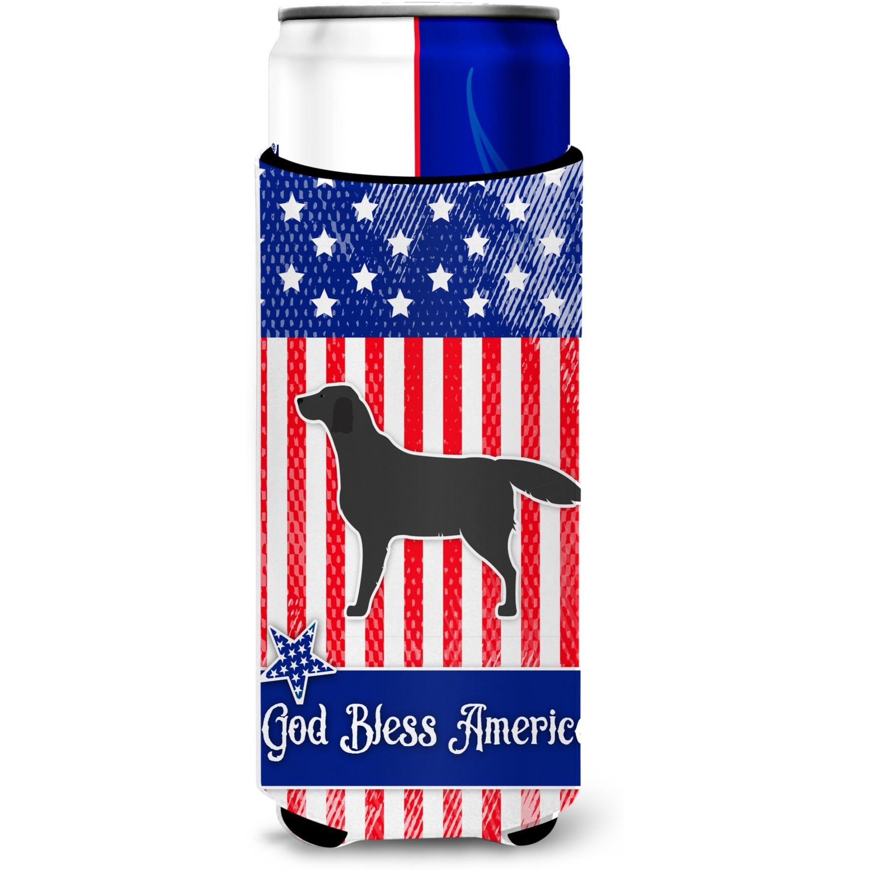 &quotCaroline's Treasures USA Patriotic black Labrador Retriever Michelob Ultra Hugger For Slim Cans, Slim Can, Multicolor"