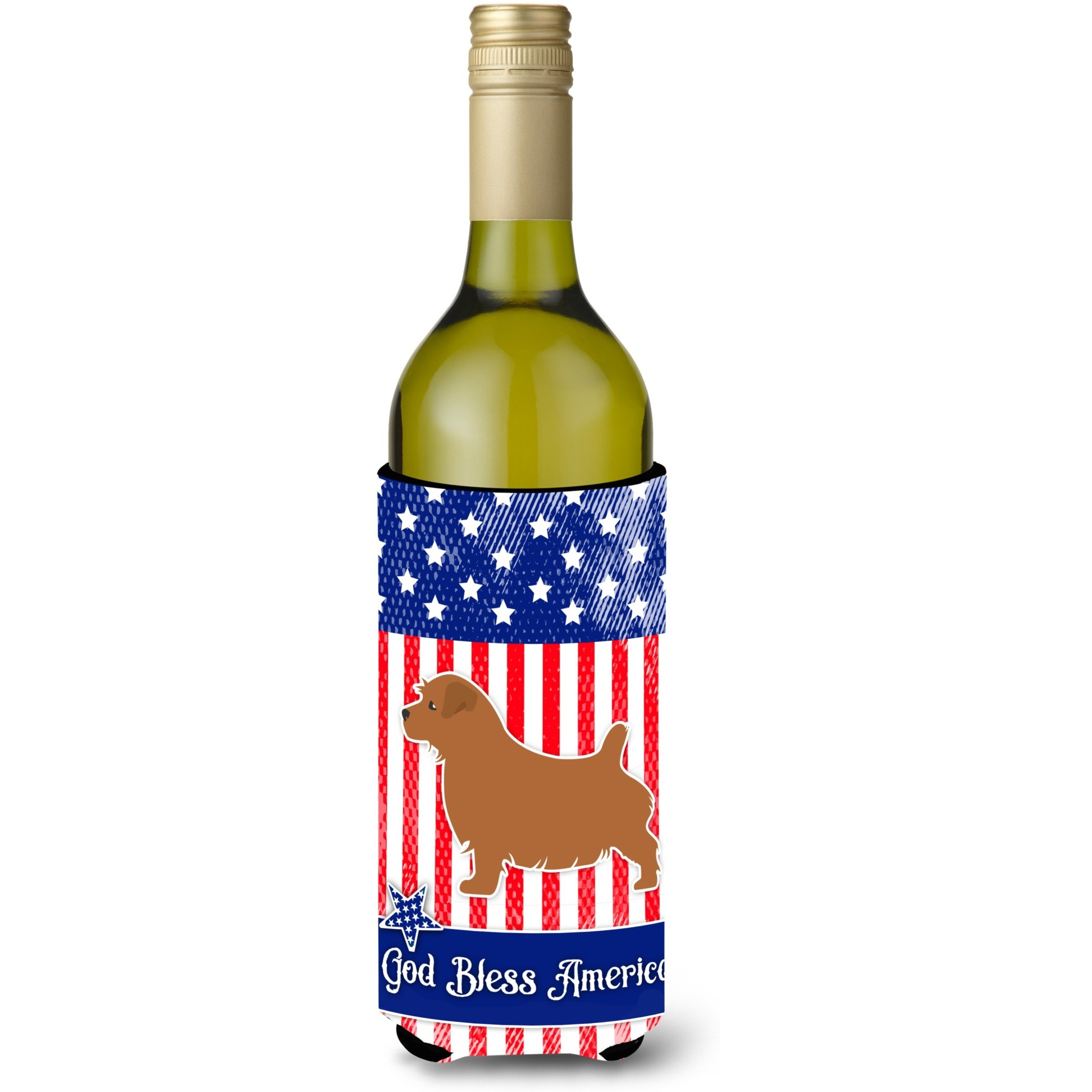 &quotCaroline's Treasures USA Patriotic Norfolk Terrier Wine Bottle Beverage Insulator Hugger, 750 ml, Multicolor"