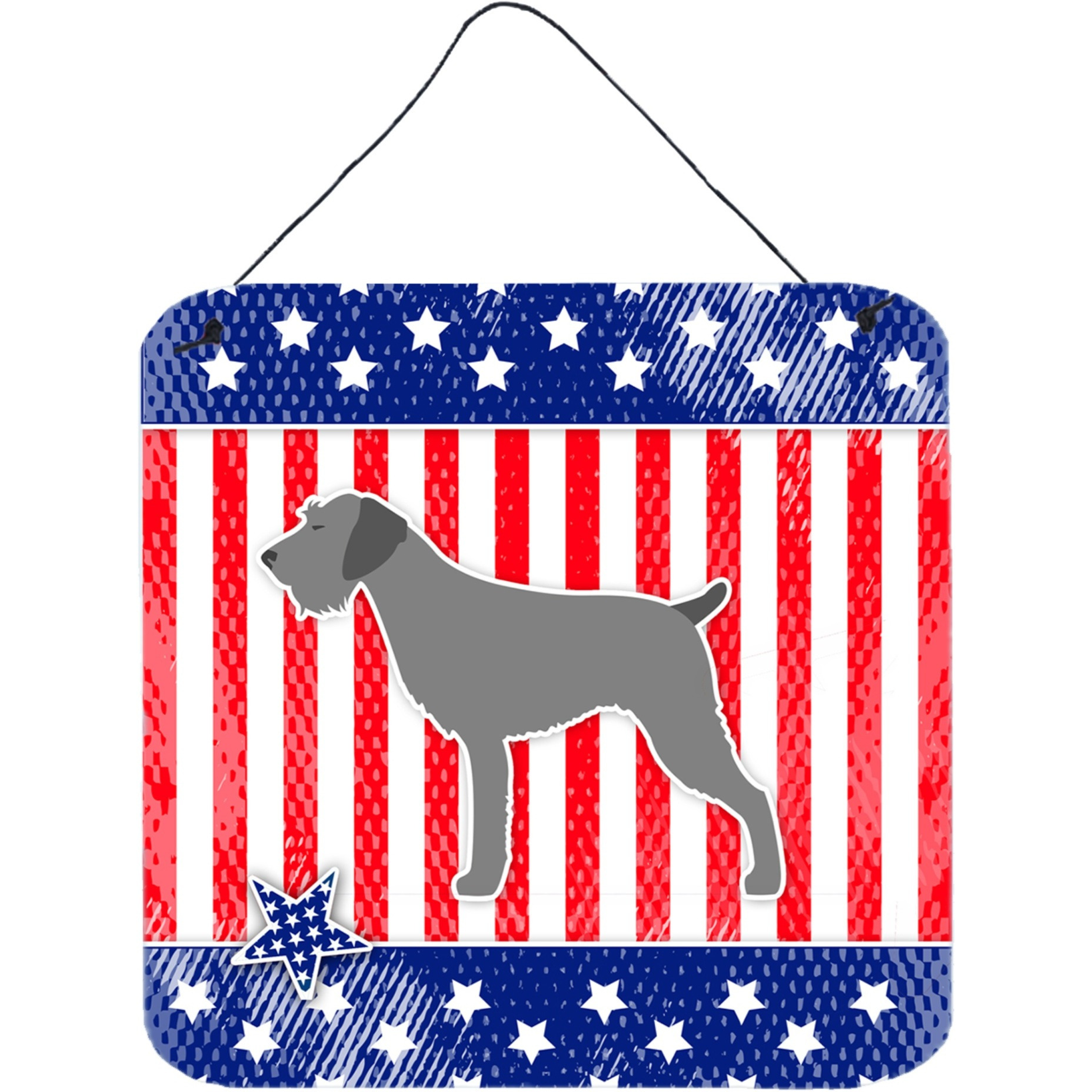 &quotCaroline's Treasures USA Patriotic German Wirehaired Pointer Wall or Door Hanging Prints BB3311DS66, 6"" x 6"", Multicolor"