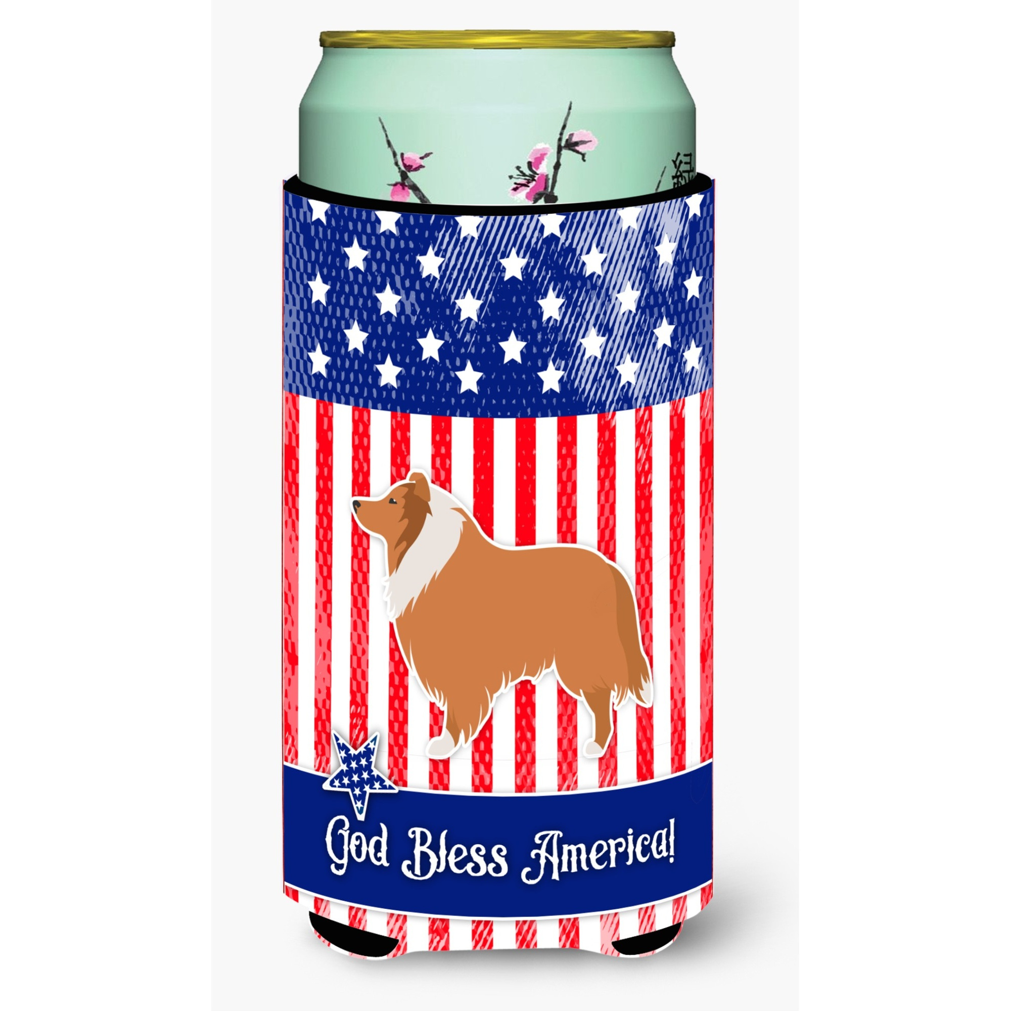 &quotCaroline's Treasures USA Patriotic Collie Beverage Insulator Hugger, Tall Boy, Multicolor"