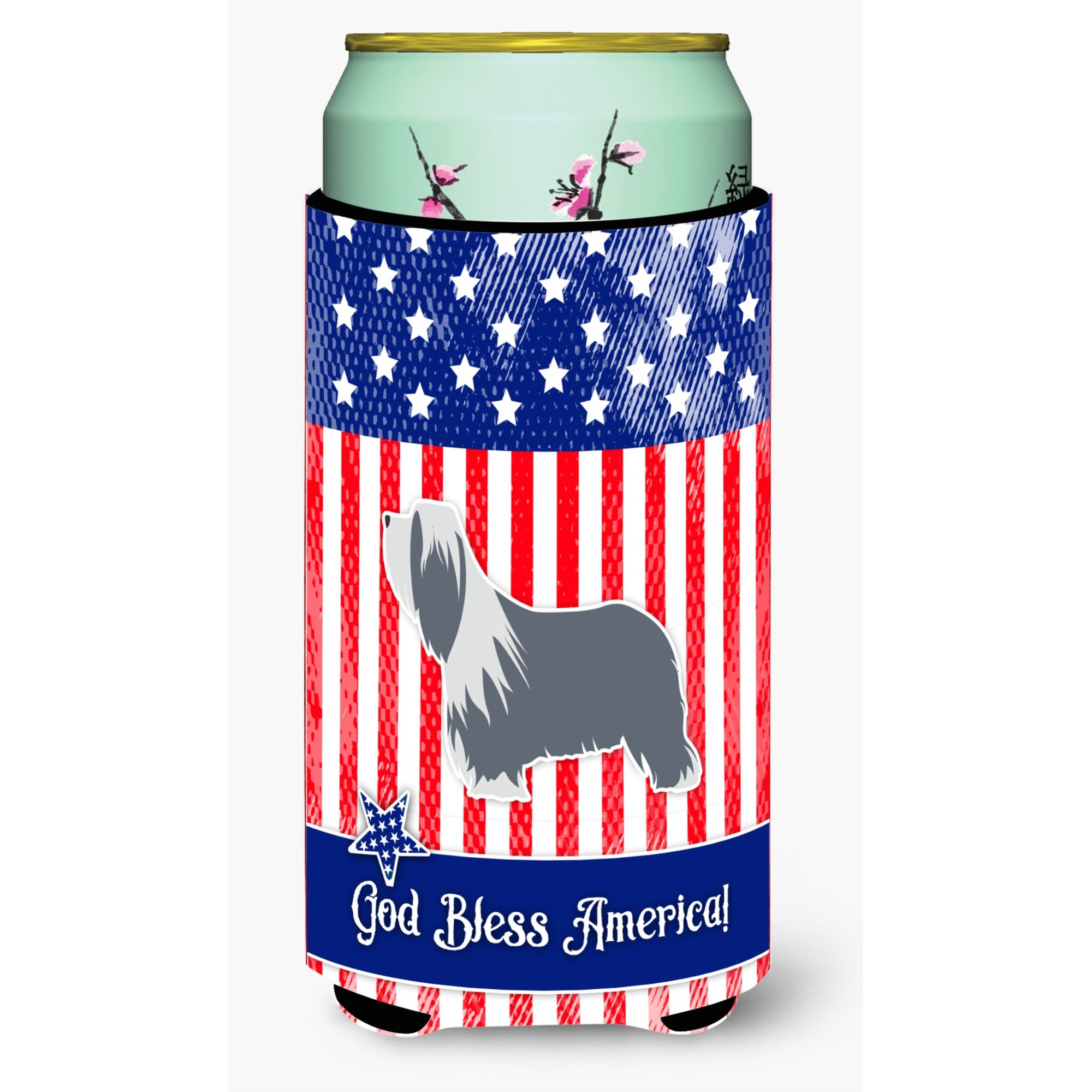 &quotCaroline's Treasures USA Patriotic Bearded Collie Beverage Insulator Hugger, Tall Boy, Multicolor"