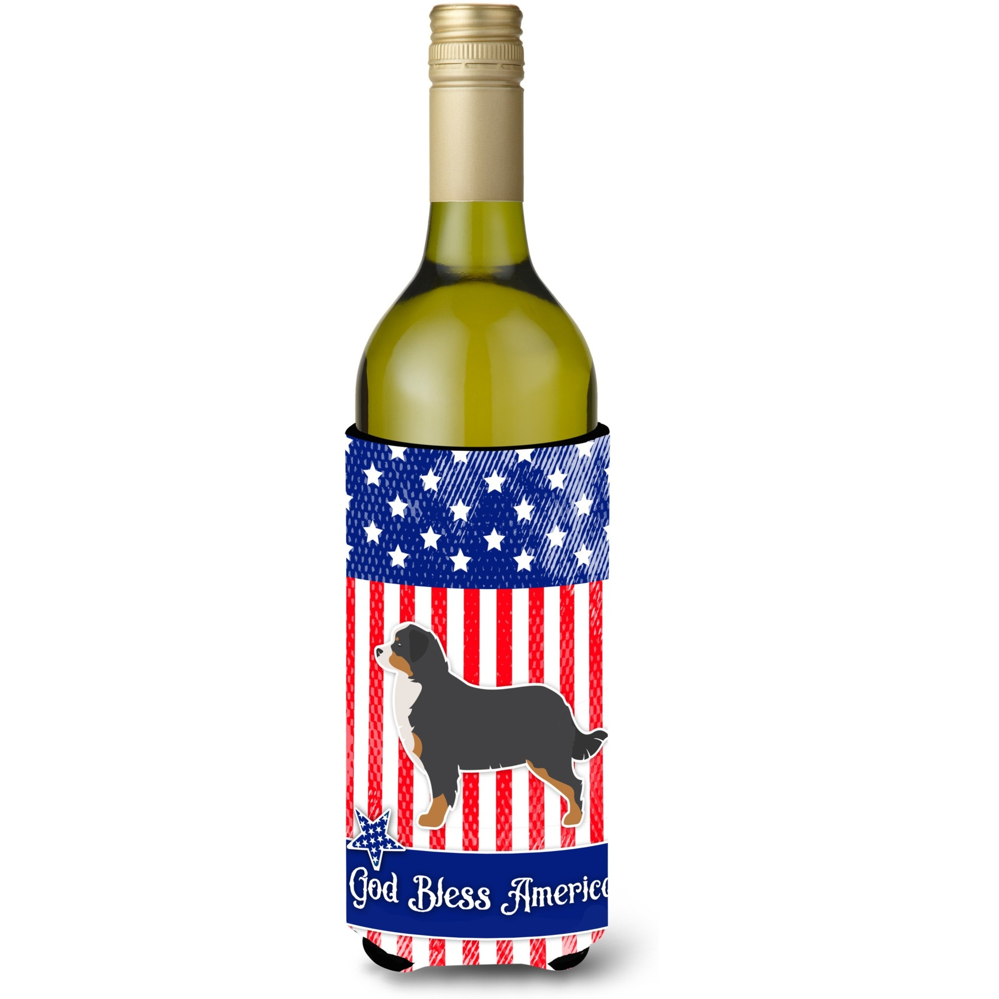&quotCaroline's Treasures USA Patriotic Bernese Mountain Dog Wine Bottle Beverage Insulator Hugger, 750 ml, Multicolor"