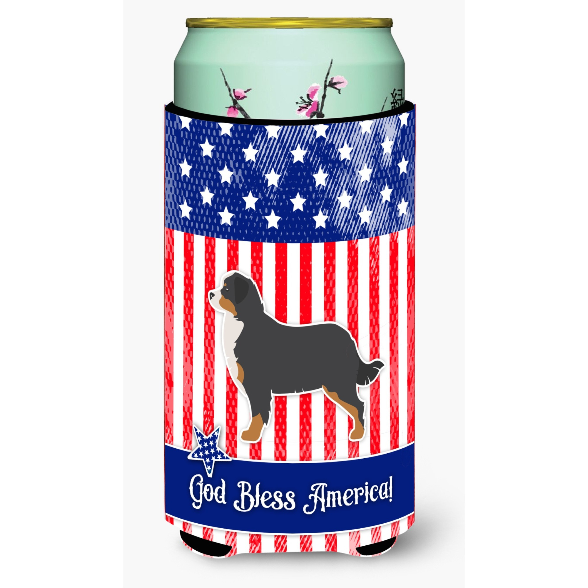 &quotCaroline's Treasures USA Patriotic Bernese Mountain Dog Beverage Insulator Hugger, Tall Boy, Multicolor"